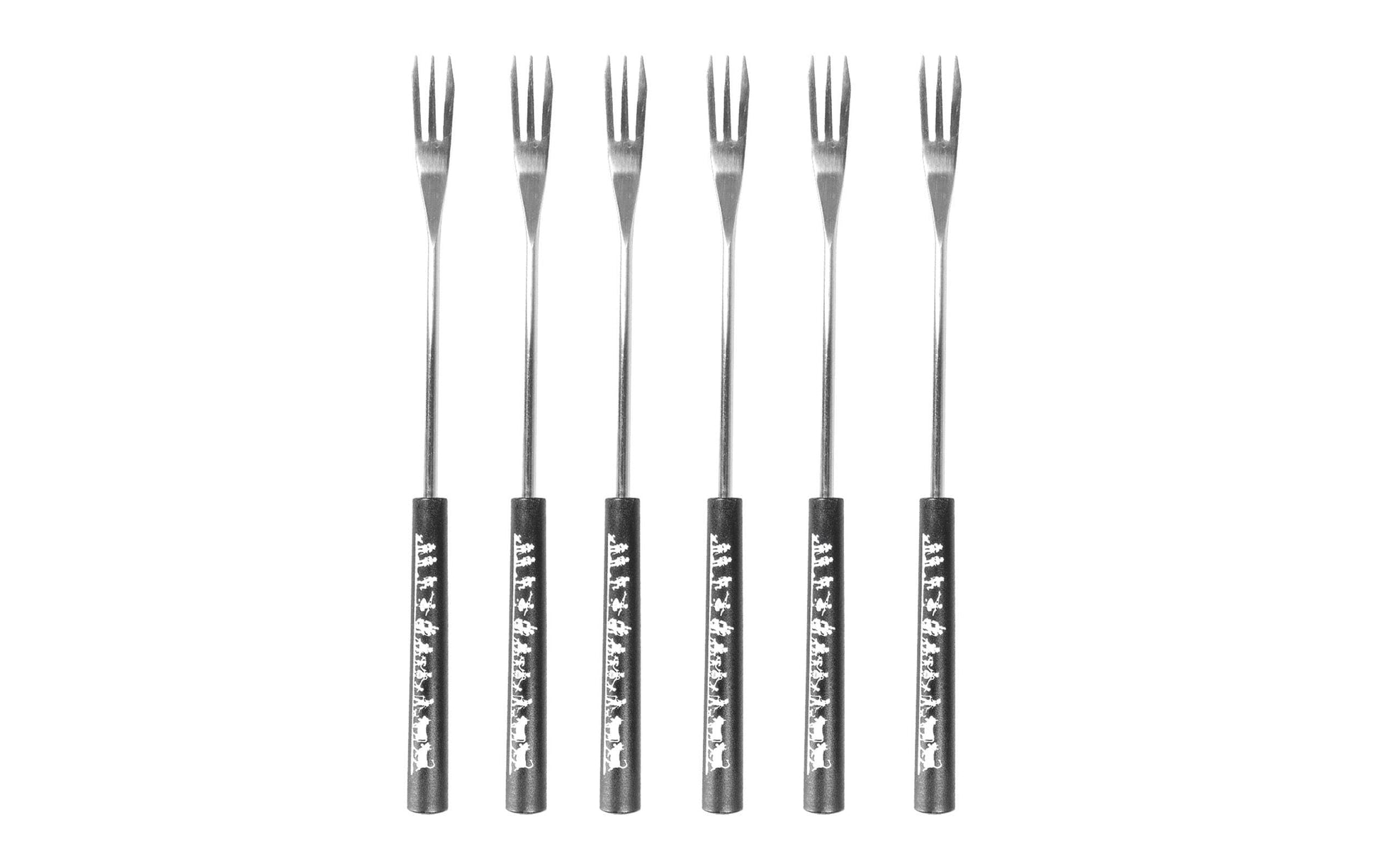 Trendform SWISS TRADITION Fonduegabeln – 6er-Set, 26 cm, Edelstahl, Schwarz, für Käsefondue