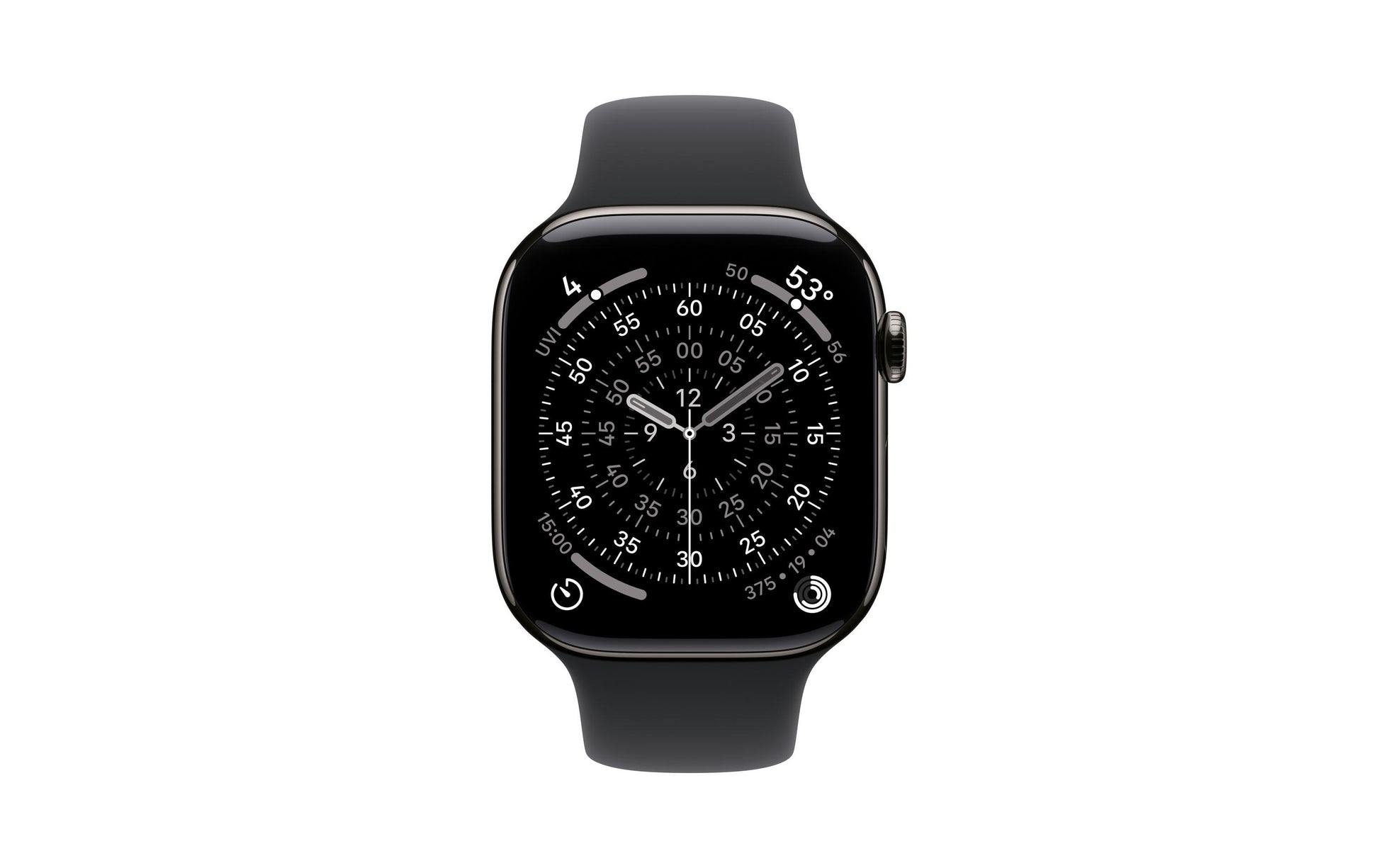 Apple Watch S11 – Smartwatch – 46 mm, LTE, OLED, 50 m, Slate Titanium, Schwarz (Sportarmband, S/M)