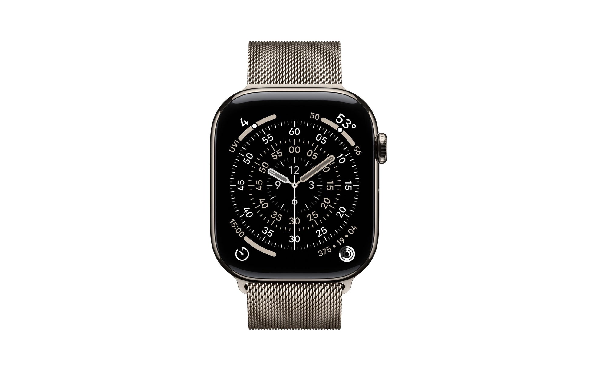 Apple Watch S11 – Smartwatch – 46 mm, LTE, OLED, 50 m, Natürliches Titan, M/L, Mailänder Schlaufe