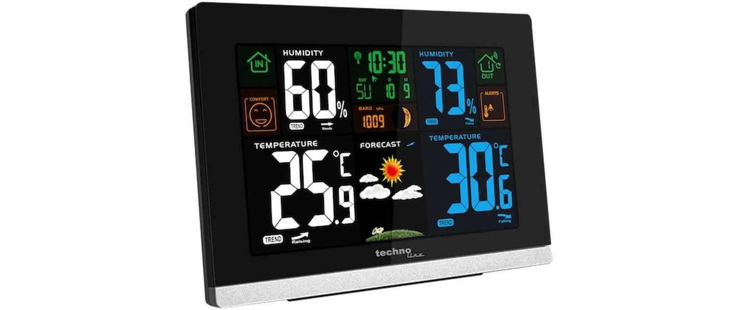 Technoline WS 6462 – Wetterstation, innen/aussen, Hygrometer & Barometer, inkl. Aussensensor – schwarz