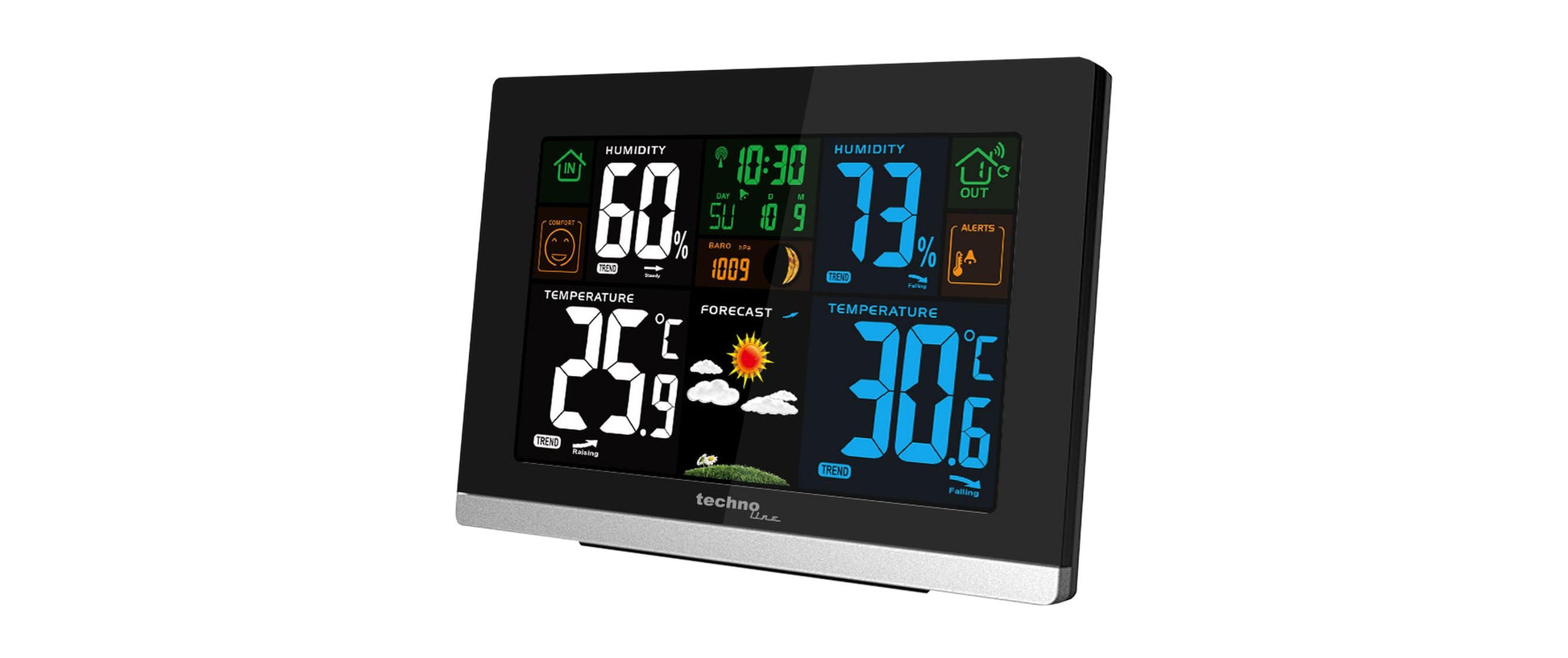 Technoline WS 6462 – Wetterstation, innen/aussen, Hygrometer & Barometer, inkl. Aussensensor – schwarz