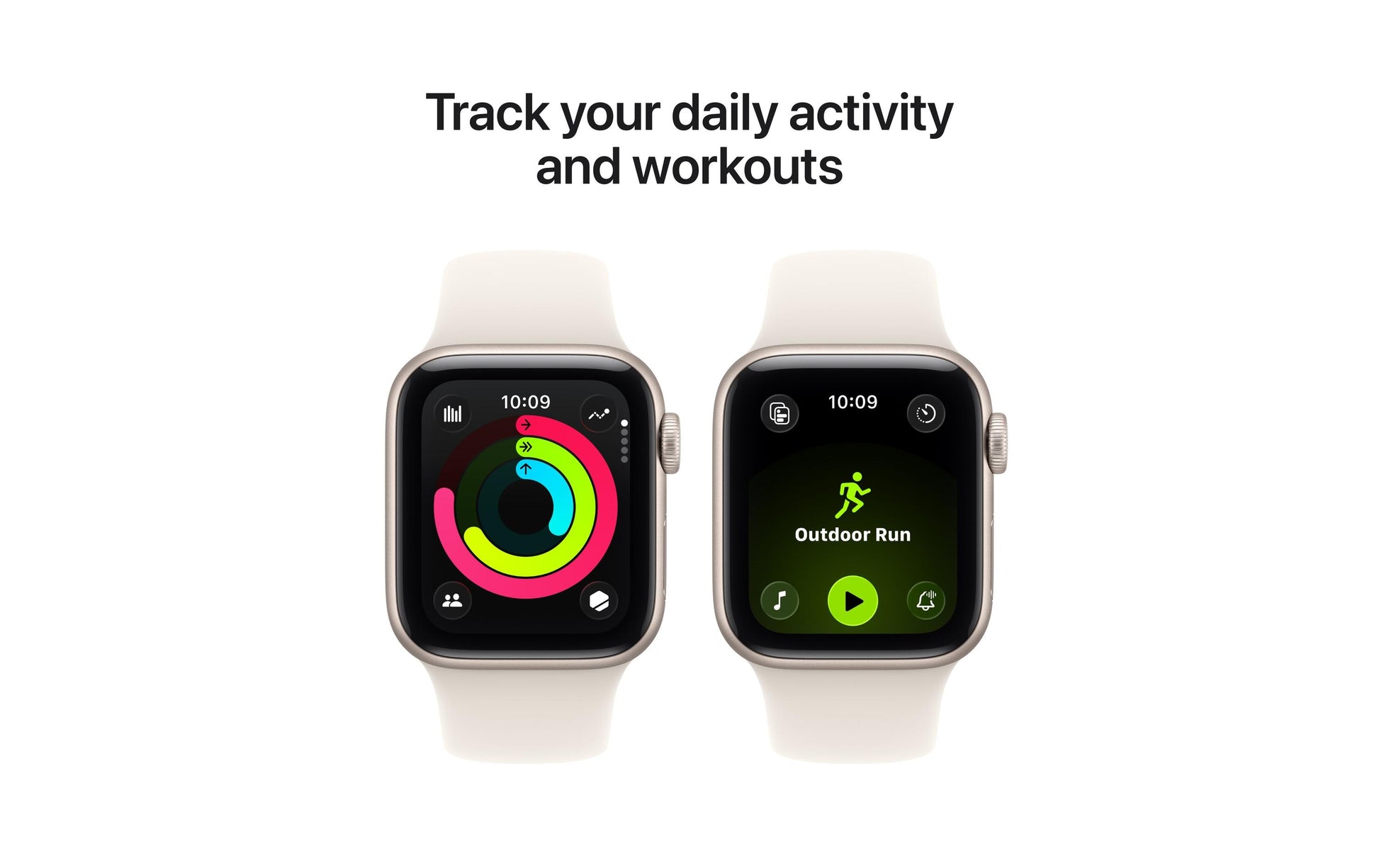 Apple Watch SE (2025) – Smartwatch – 40 mm, GPS, OLED, Ion-X Glas, 50 m, Starlight, Sportarmband