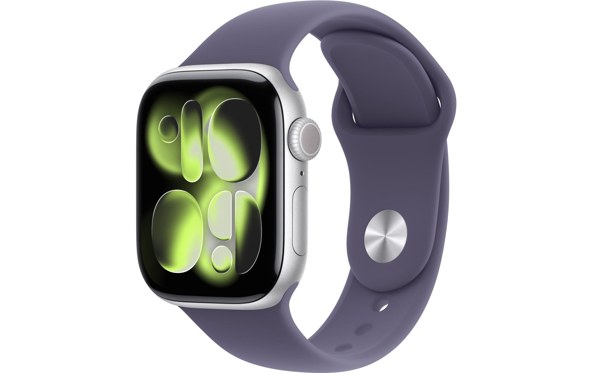 Apple Watch S11 – Smartwatch – 42 mm, GPS, OLED, 50 m, Silber, Purple Fog Sportarmband (S/M)
