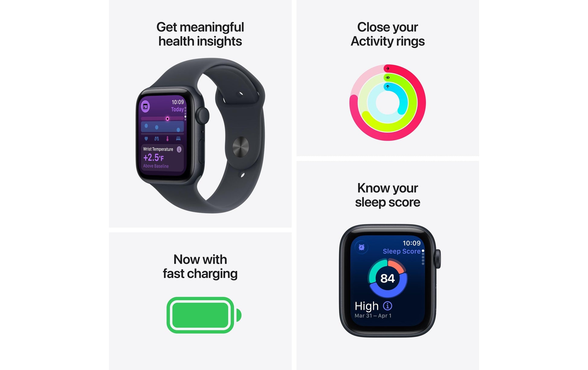 Apple Watch SE 2025 – Smartwatch – 40 mm, GPS, OLED, Ion-X Glas, 50 m, Mitternacht, Bandgrösse M/L