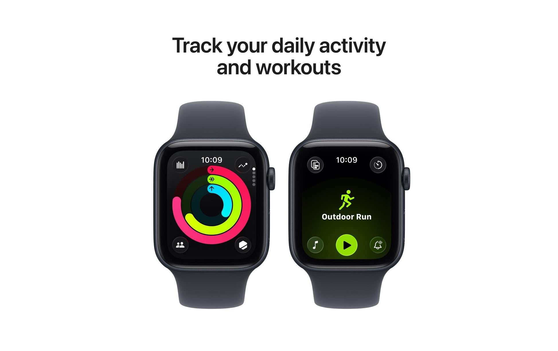 Apple Watch SE (2025) – Smartwatch – 44 mm, GPS, OLED, Ion-X Glas, 50 m, Mitternacht, Bandgrösse S/M