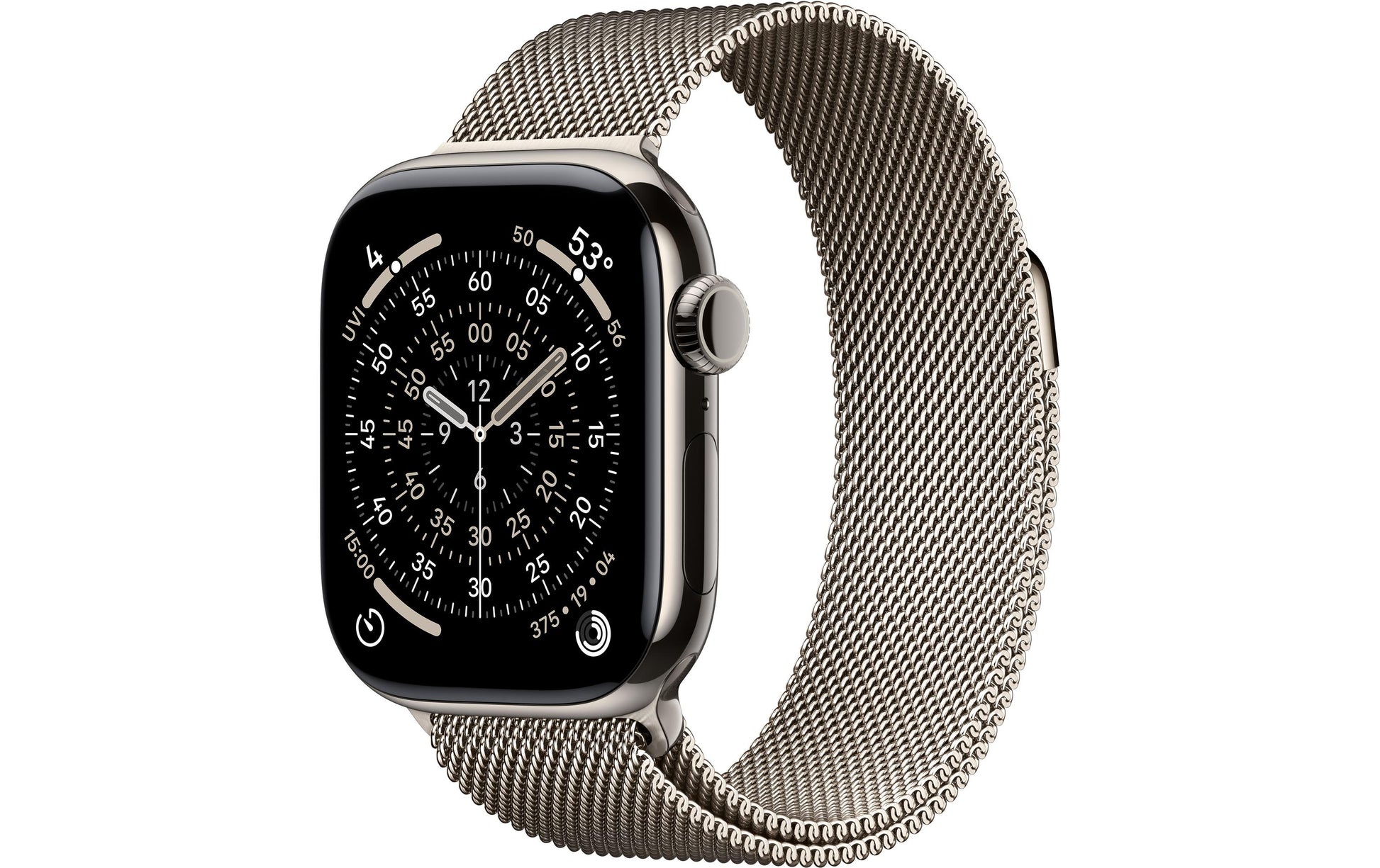 Apple Watch S11 – Smartwatch – 36 mm, LTE, OLED, 50 m, Natural Titanium, Bandgrösse S/M, Milanese Loop
