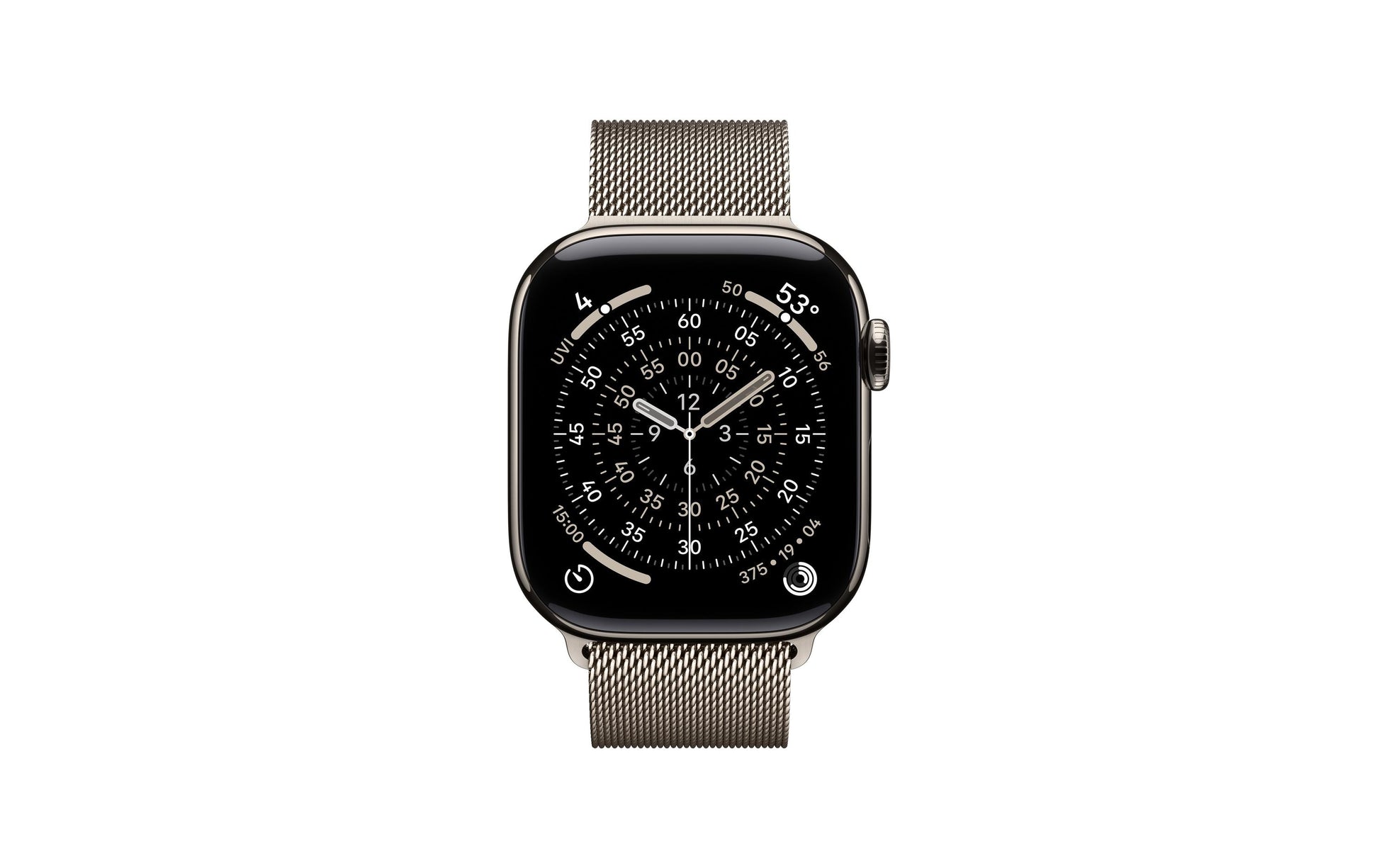 Apple Watch S11 – Smartwatch – 36 mm, LTE, OLED, 50 m, Natural Titanium, Bandgrösse S/M, Milanese Loop