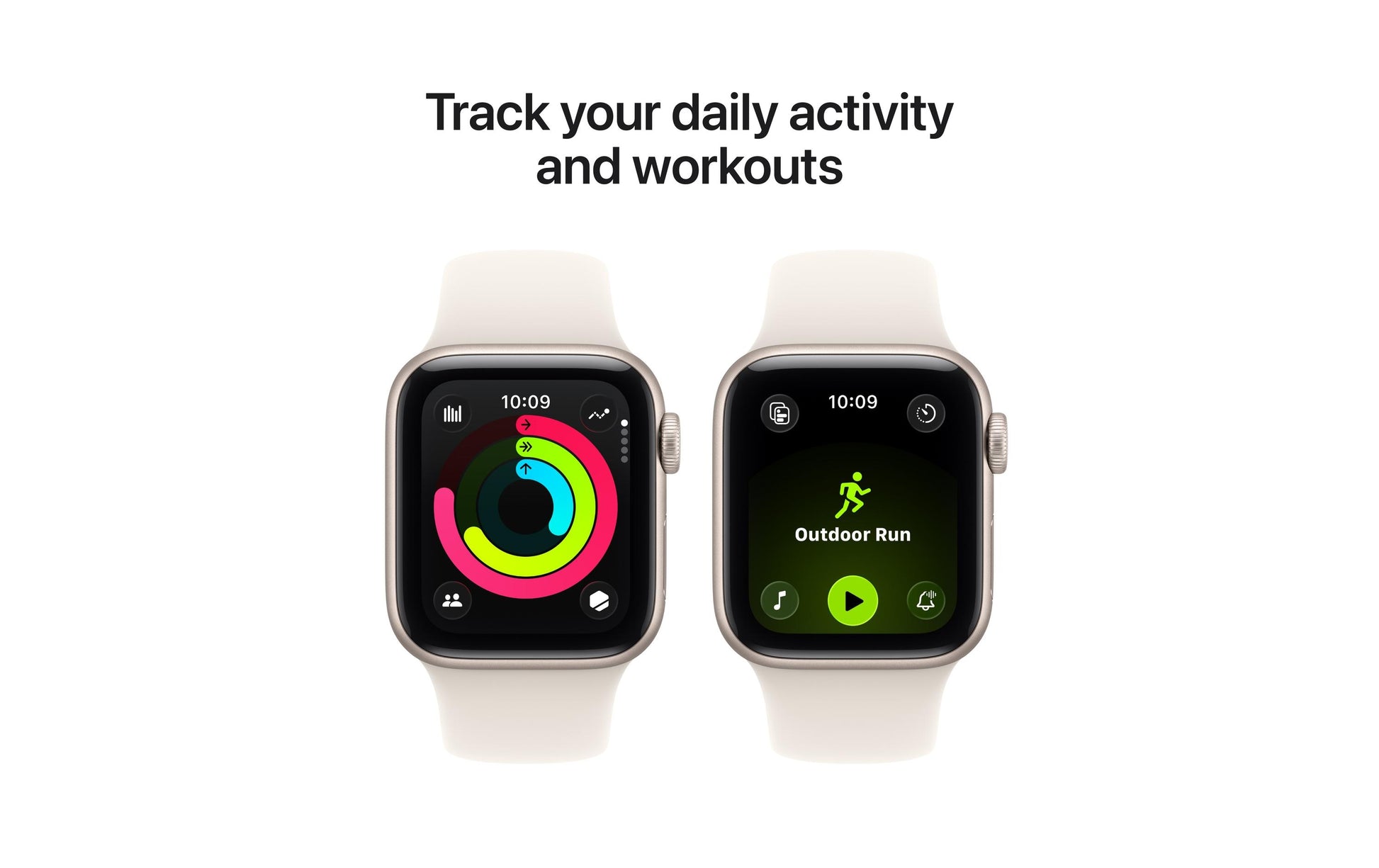 Apple Watch SE (2025) – Smartwatch – 40 mm, LTE, OLED, Ion-X Glas, 50 m, Starlight, S/M, Sportarmband