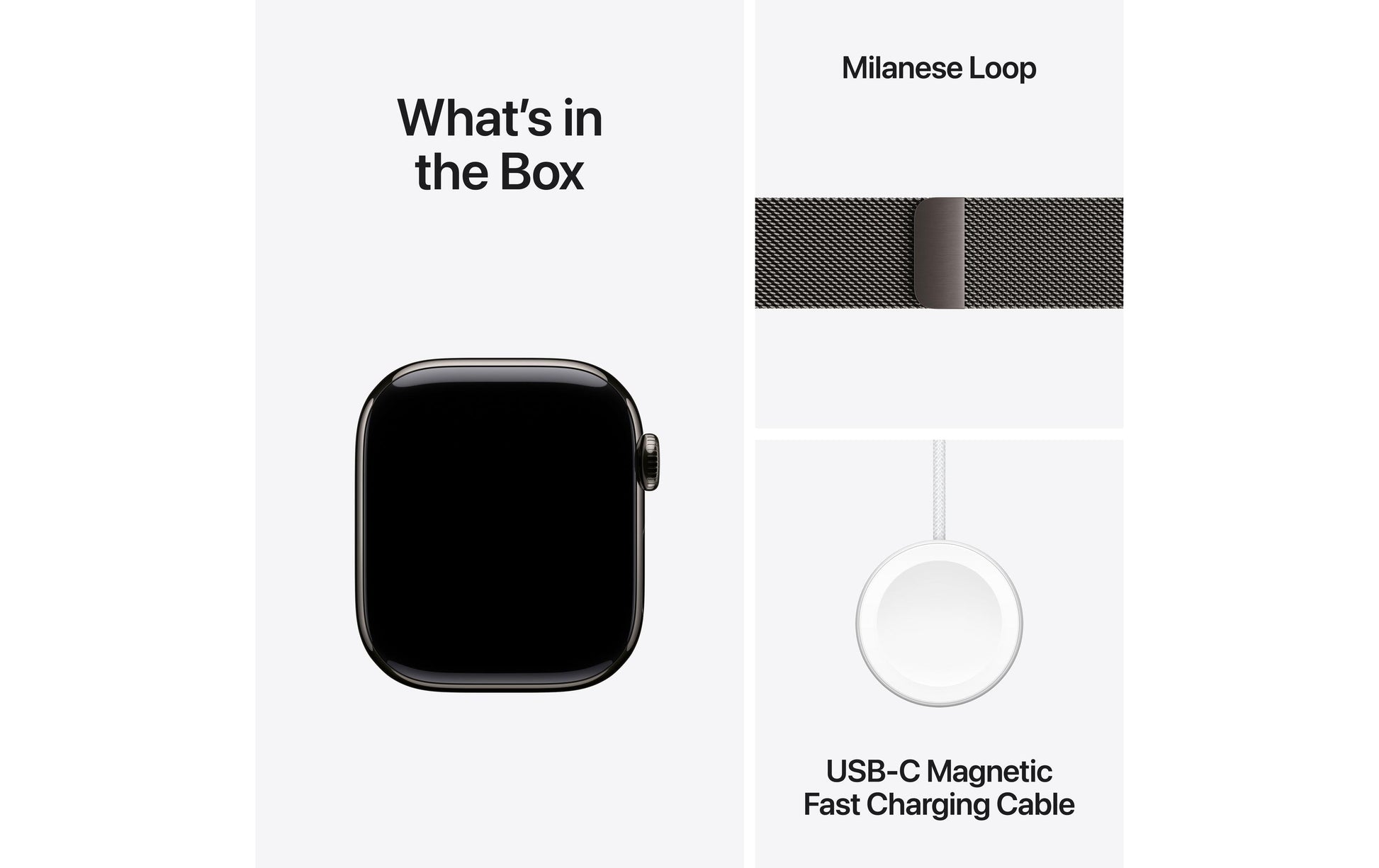 Apple Watch S11 – Smartwatch – 42 mm, LTE, OLED, 50 m, IP6X, Slate Titanium, Bandgrösse S/M, Milanese Loop