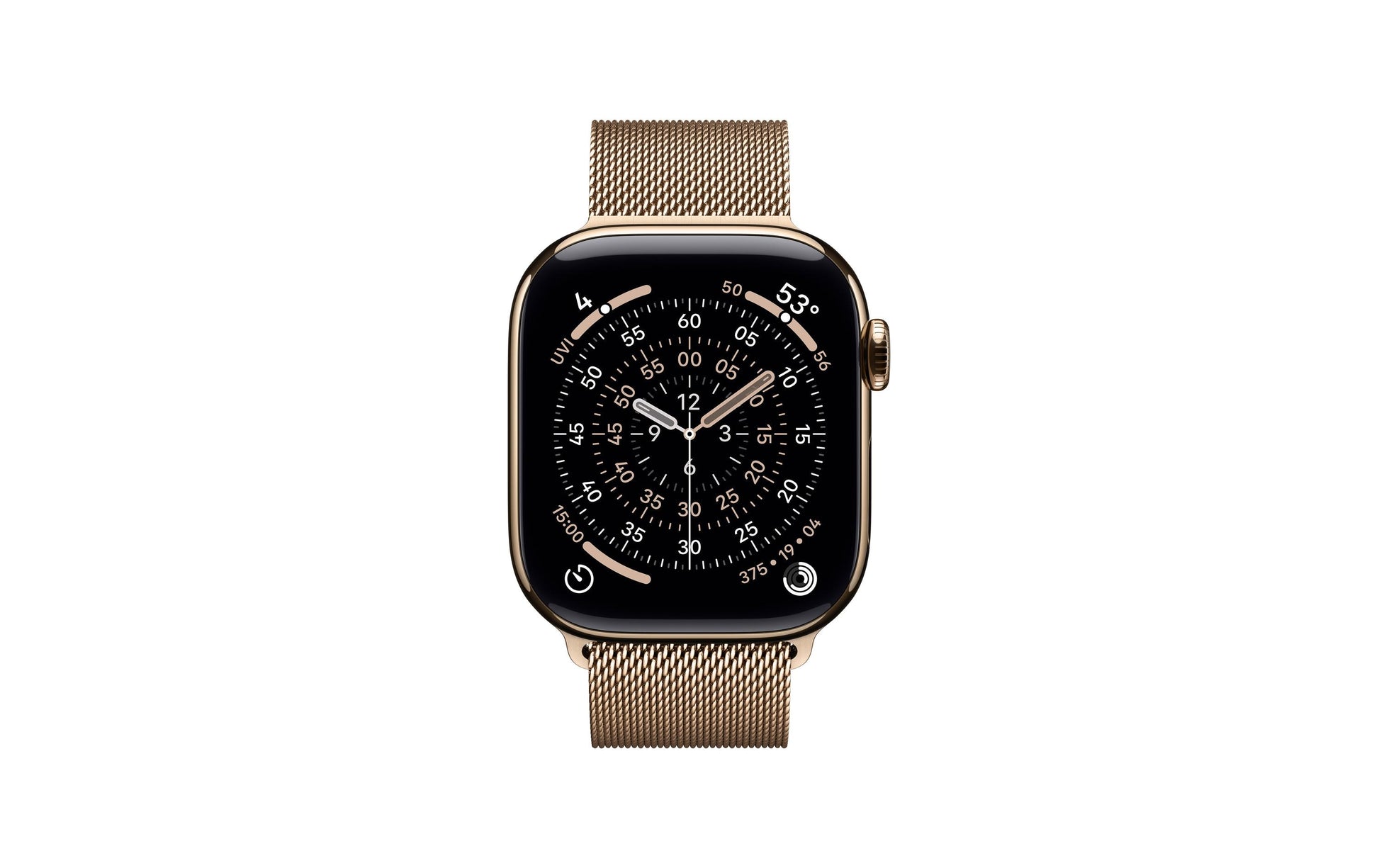 Apple Watch S11 – Smartwatch – 42 mm, LTE, OLED, 50 m, Gold Titan, Bandgrösse S/M, Mailänder Schlaufe
