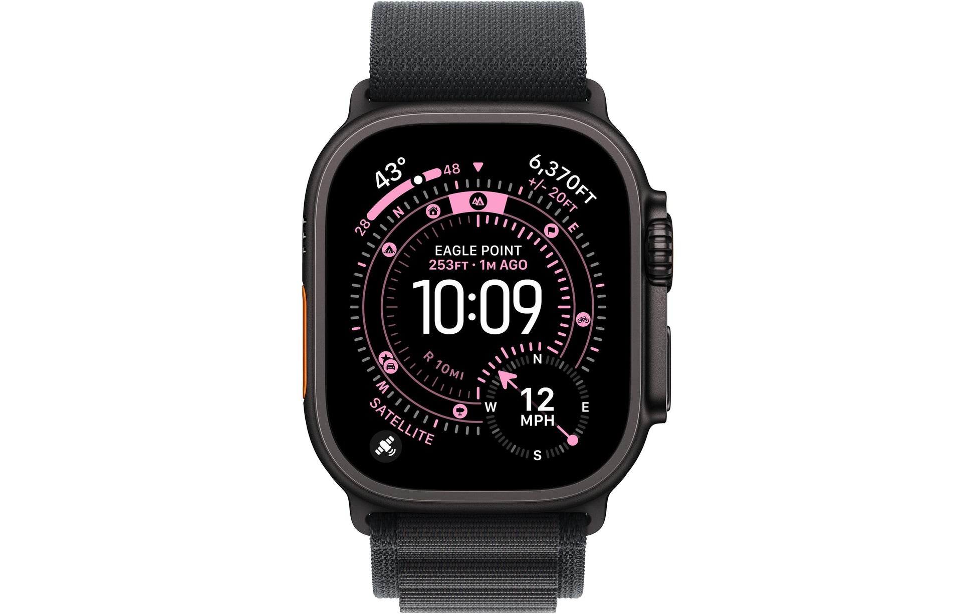 Apple Watch Ultra 3 (2025) – Smartwatch – 49 mm, LTE, OLED, Saphirglas, 100 m, Schwarz Titan, Alpine Loop (L)