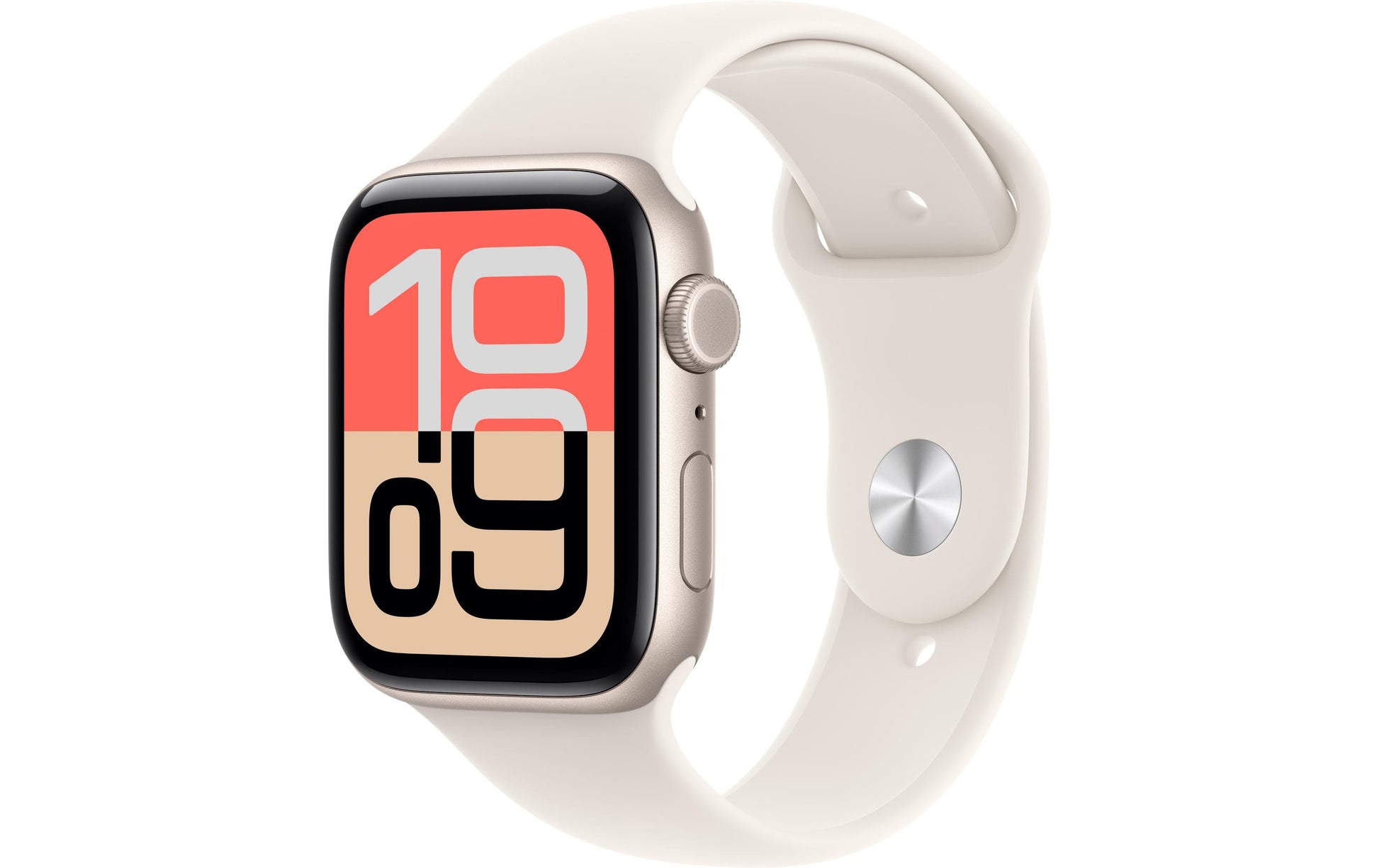 Apple Watch SE (2025) – Smartwatch – 44 mm, LTE, OLED, Ion-X Glas, 50 m, Starlight, M/L, Sportarmband