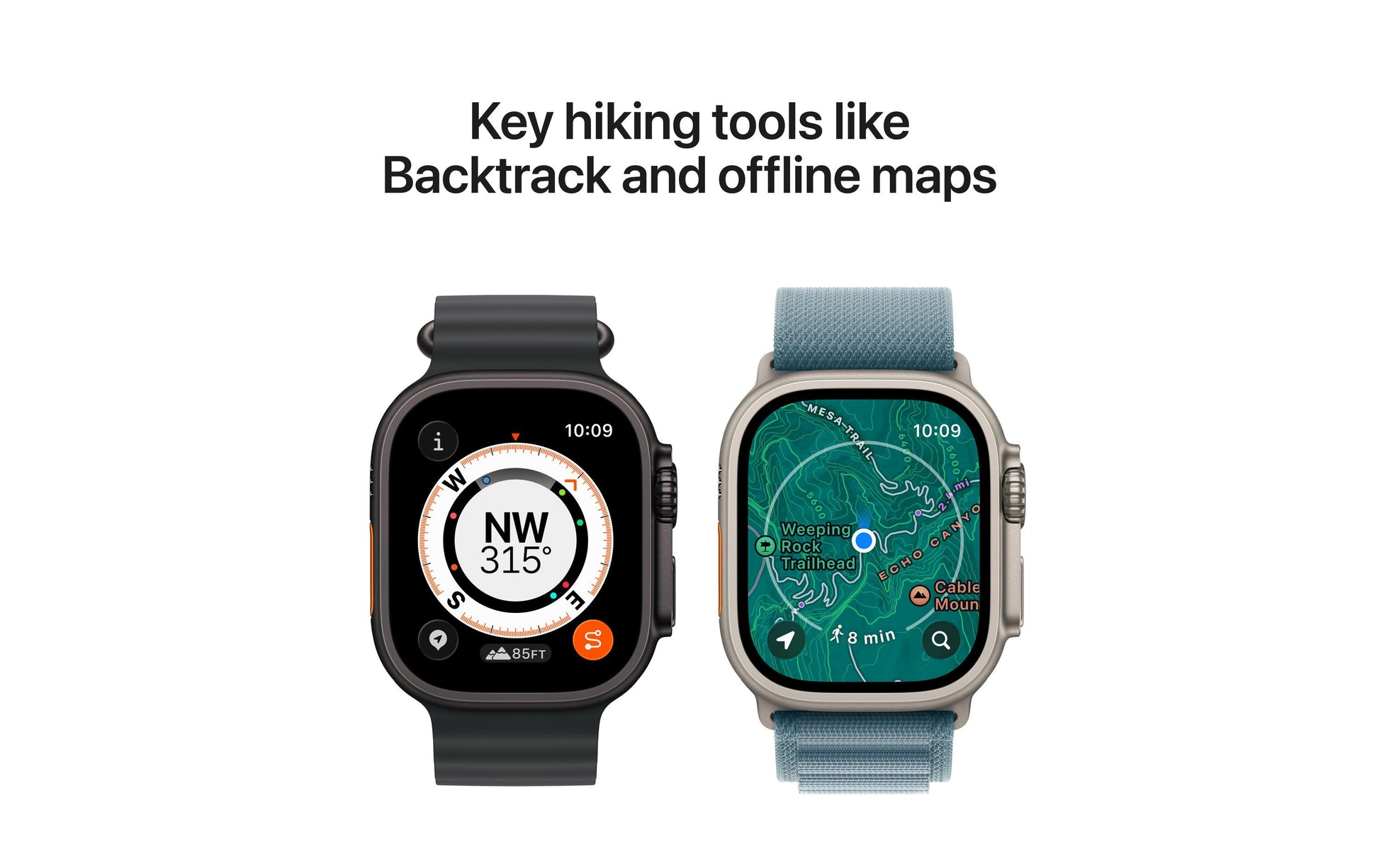 Apple Watch Ultra 3 – Smartwatch – 49 mm, LTE, OLED, Saphirglas, 100 m, Natürliches Titan, Hellblau