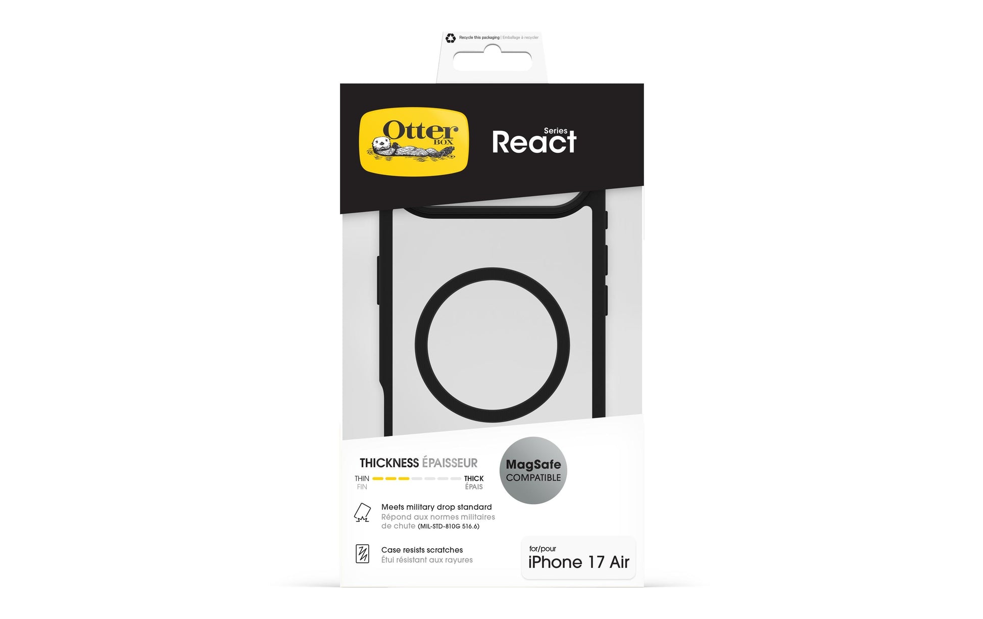 OtterBox Backcover React – für Apple iPhone Air – transparent/schwarz – MagSafe kompatibel