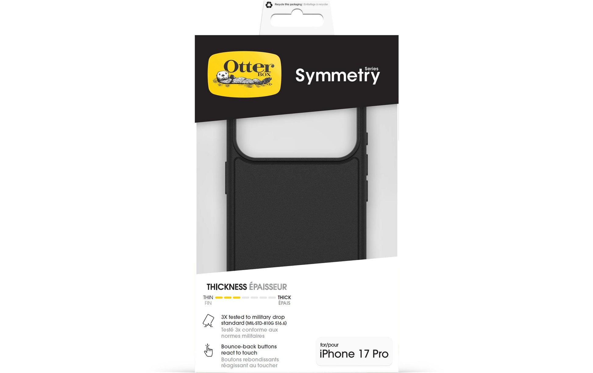 OtterBox Backcover Symmetry – für Apple iPhone 17 Pro – schwarz – PC, MagSafe-kompatibel