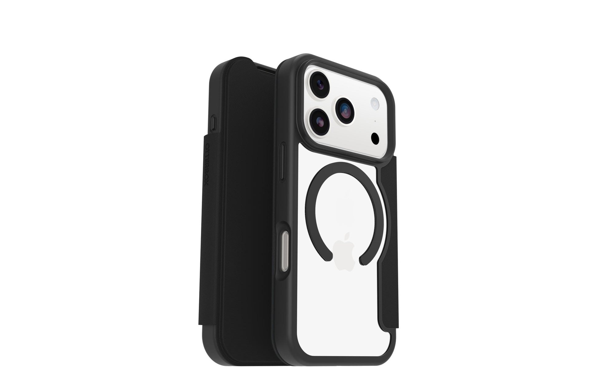 OtterBox Booklet-Hülle – für Apple iPhone 17 Pro – transparent/schwarz – MagSafe-kompatibel, mit Kartenfach