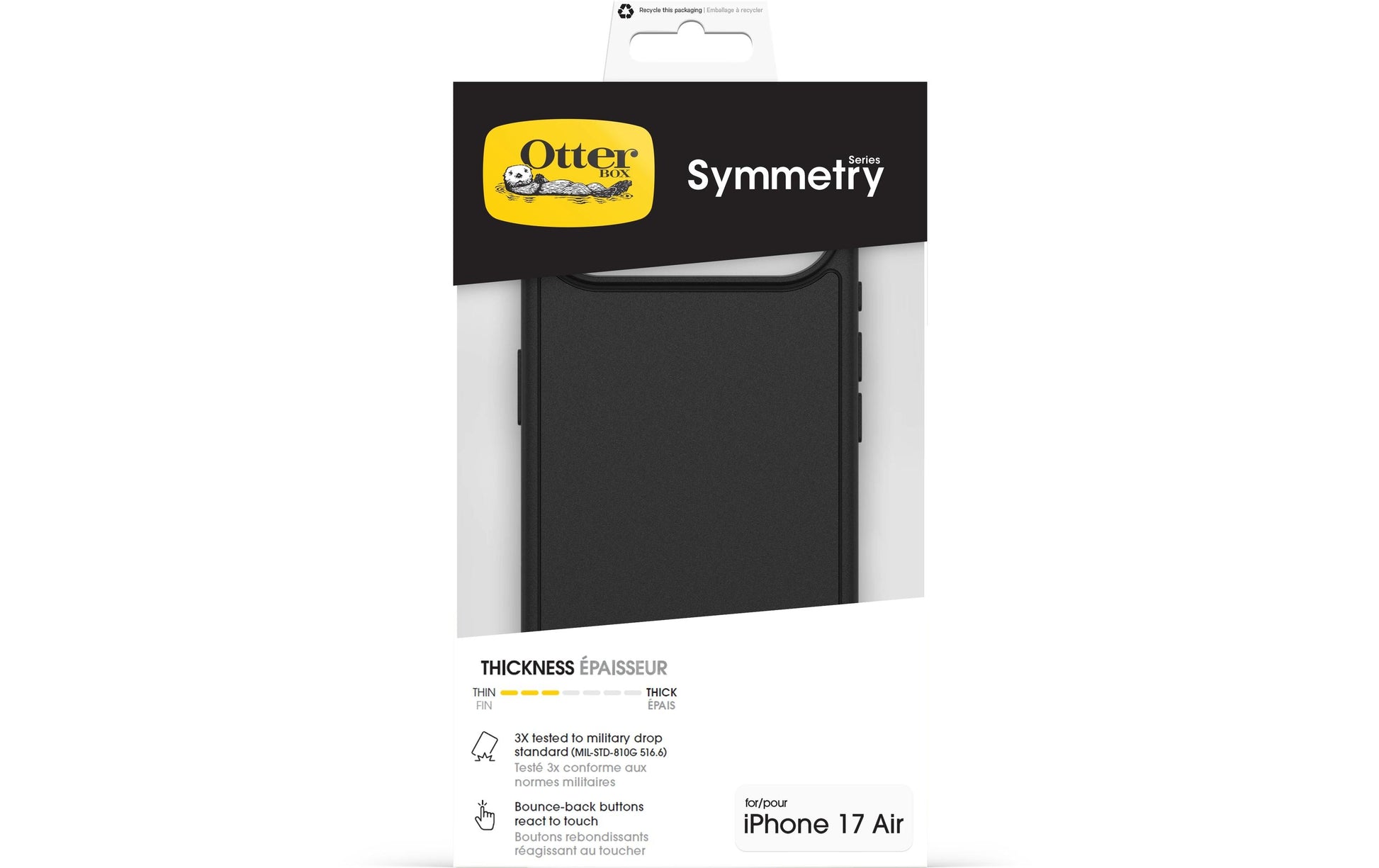 OtterBox Backcover Symmetry – für Apple iPhone Air – schwarz – PC – MagSafe-kompatibel
