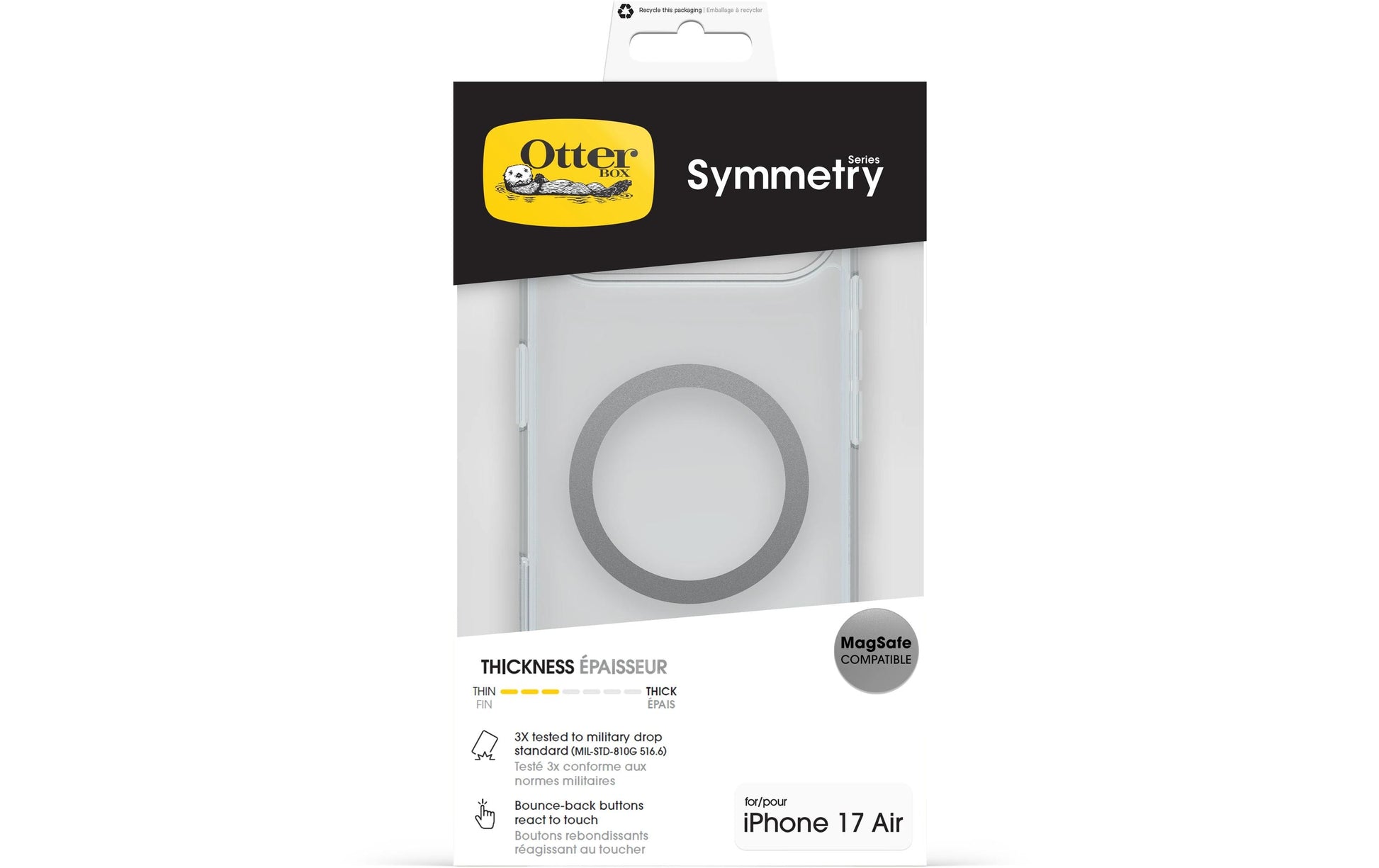 OtterBox Backcover Symmetry – für Apple iPhone Air – transparent – PC, MagSafe-kompatibel