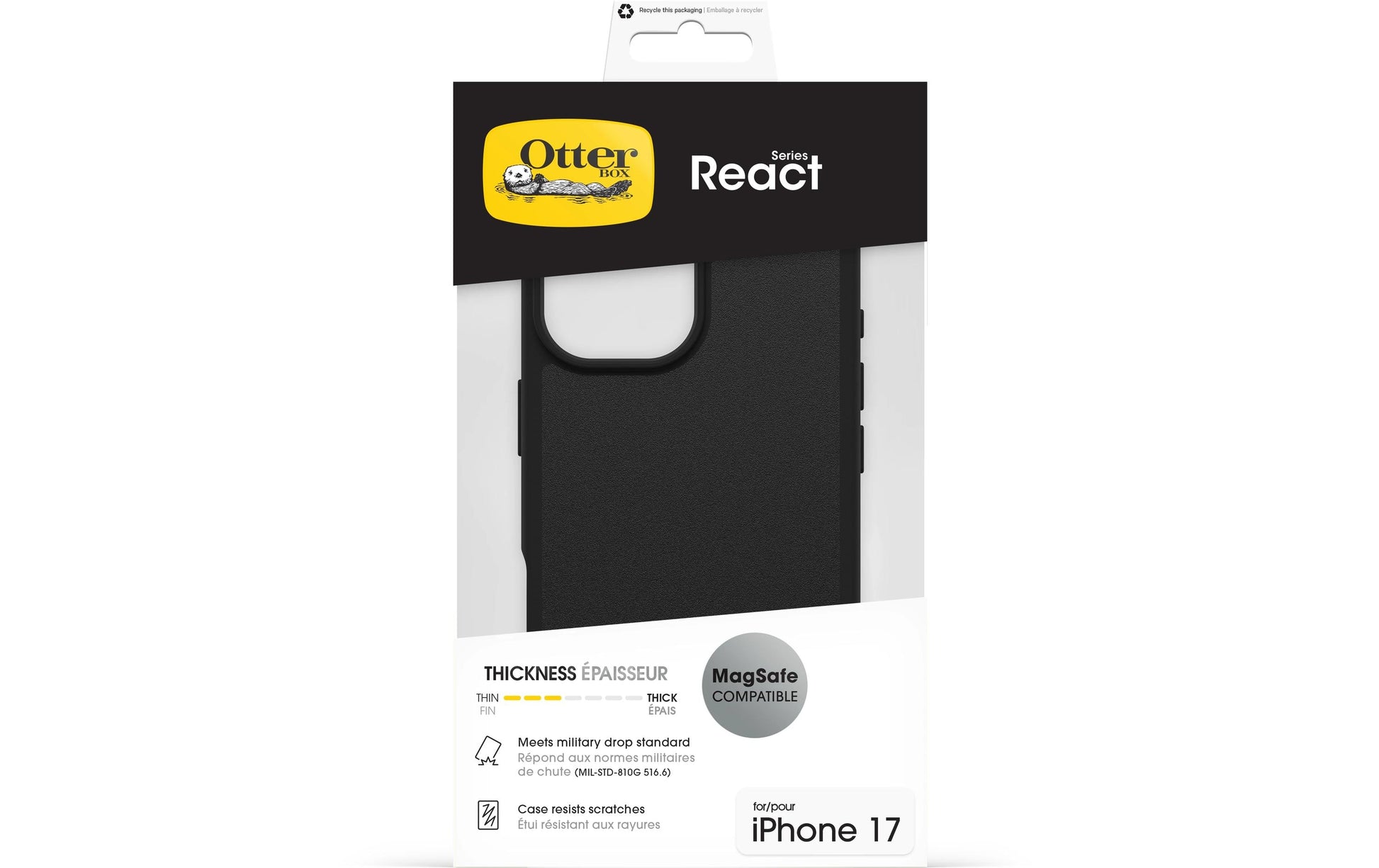 OtterBox Backcover React – für Apple iPhone 17 – schwarz – MagSafe-kompatibel