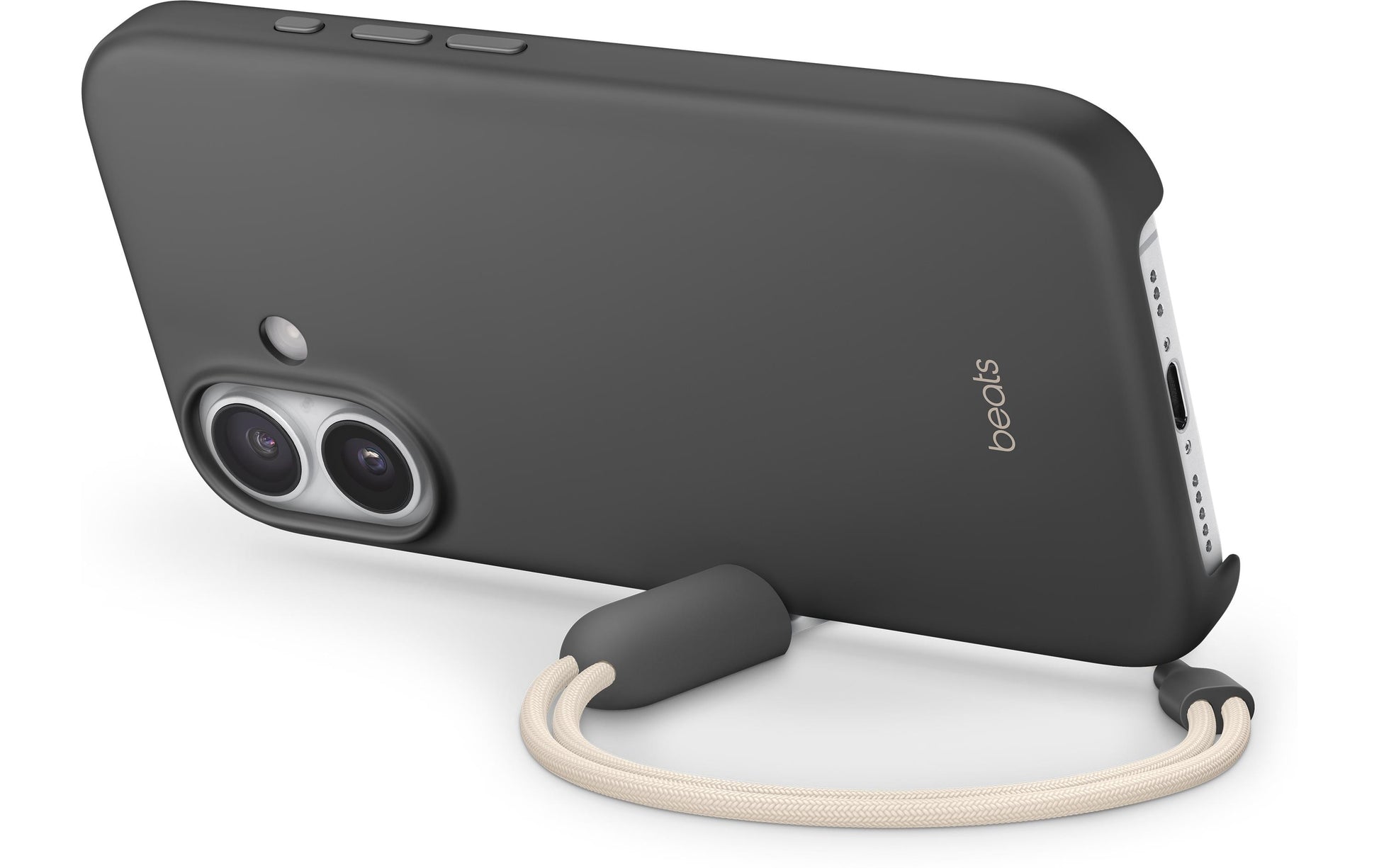 Apple Backcover – für Apple iPhone 17 – grau – PC – mit Ständer, mit Kordel