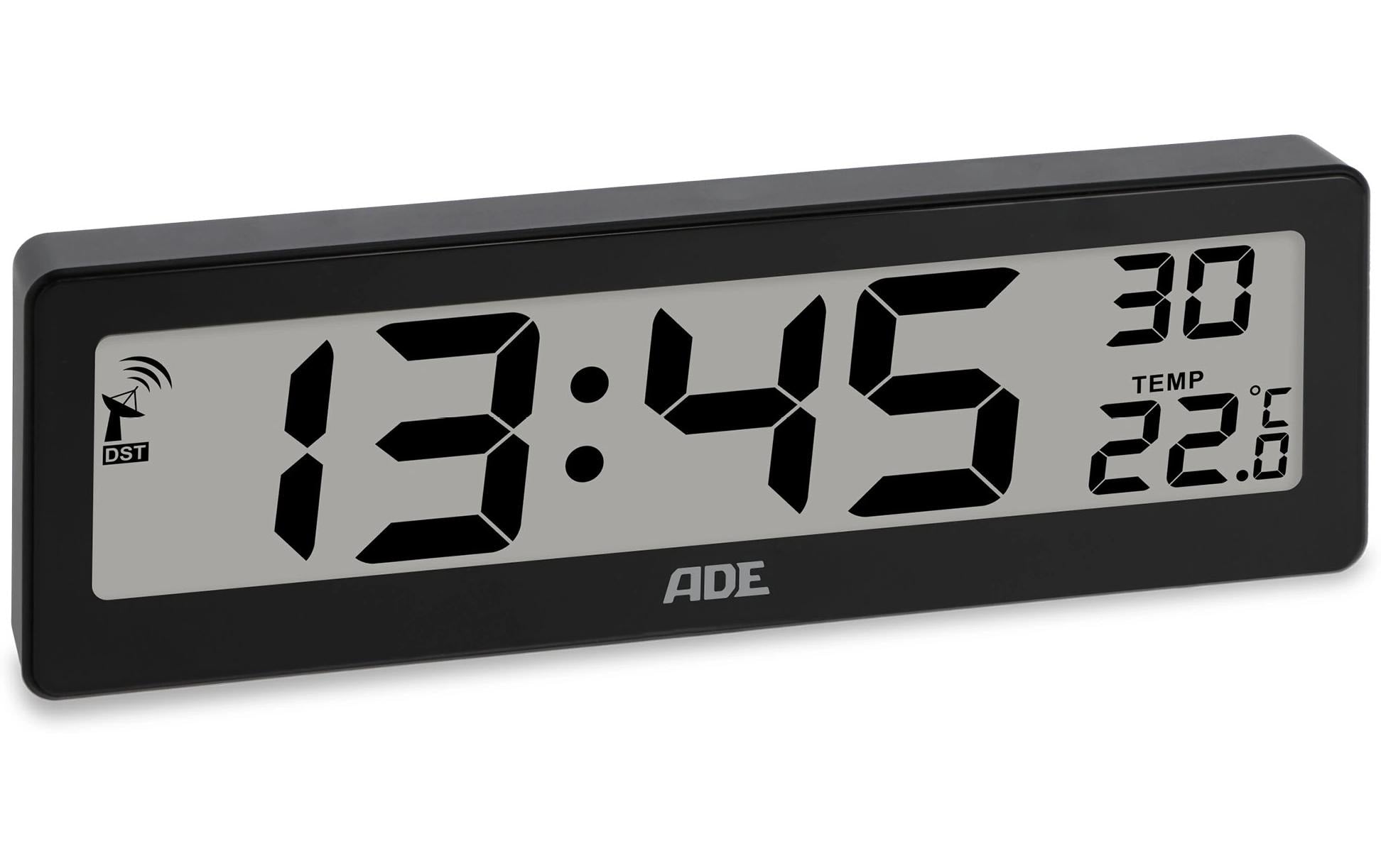 ADE Wecker CK1704-2 – Funk – Digital – 7,2 × 2,2 × 21,6 cm, Schwarz, Thermometer