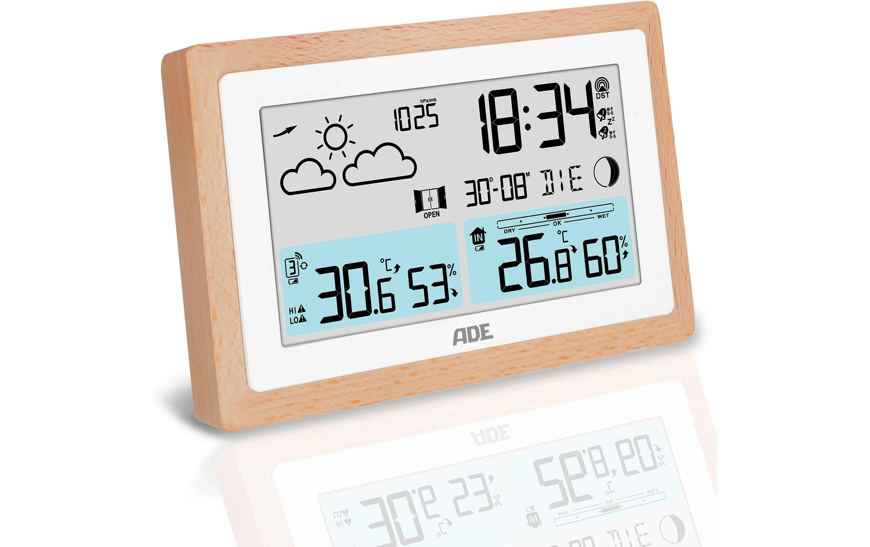 Ade Wetterstation, innen/aussen, Hygrometer, DCF-Funkuhr – Braun