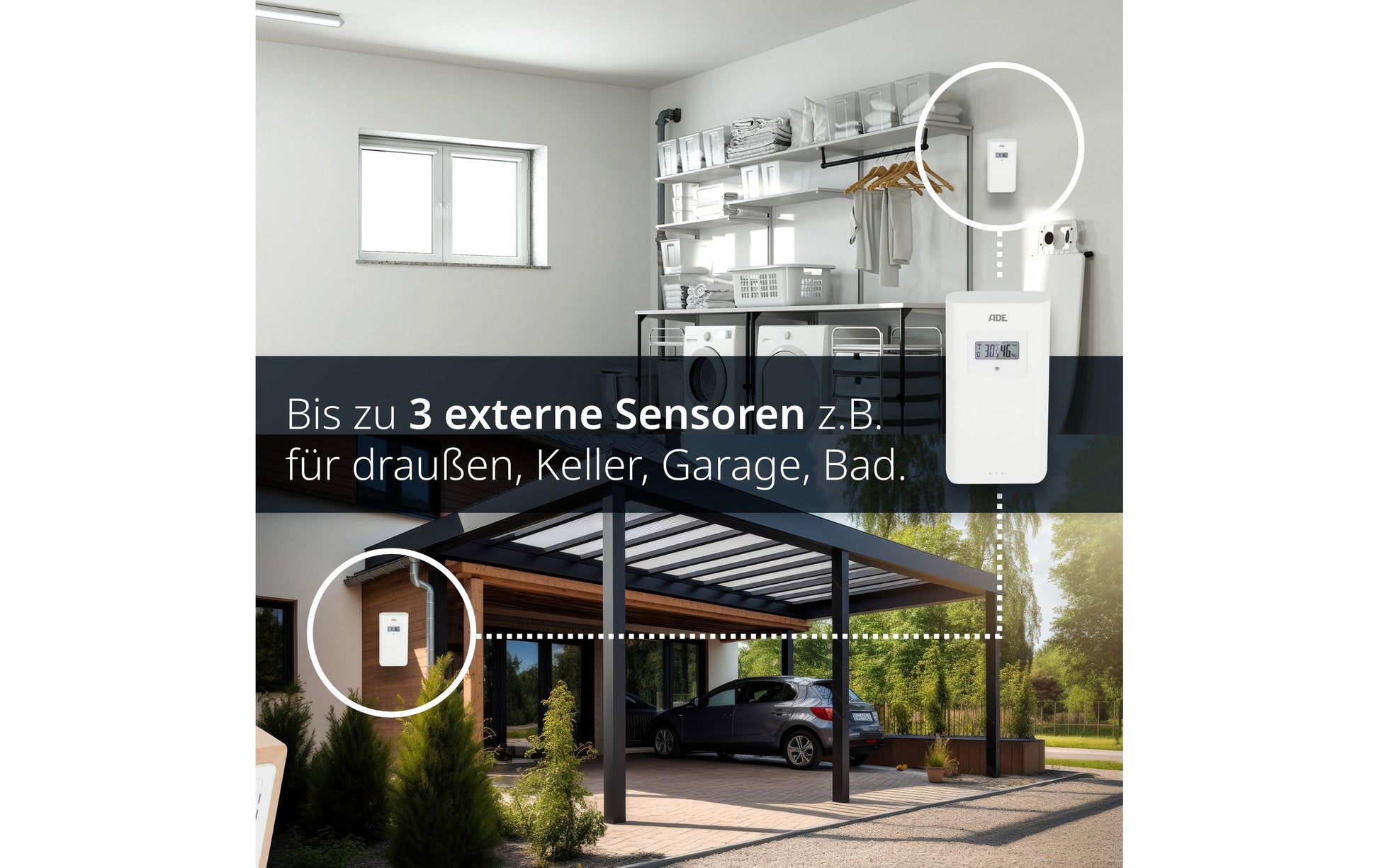 Ade Wetterstation, innen/aussen, Hygrometer, DCF-Funkuhr – Braun