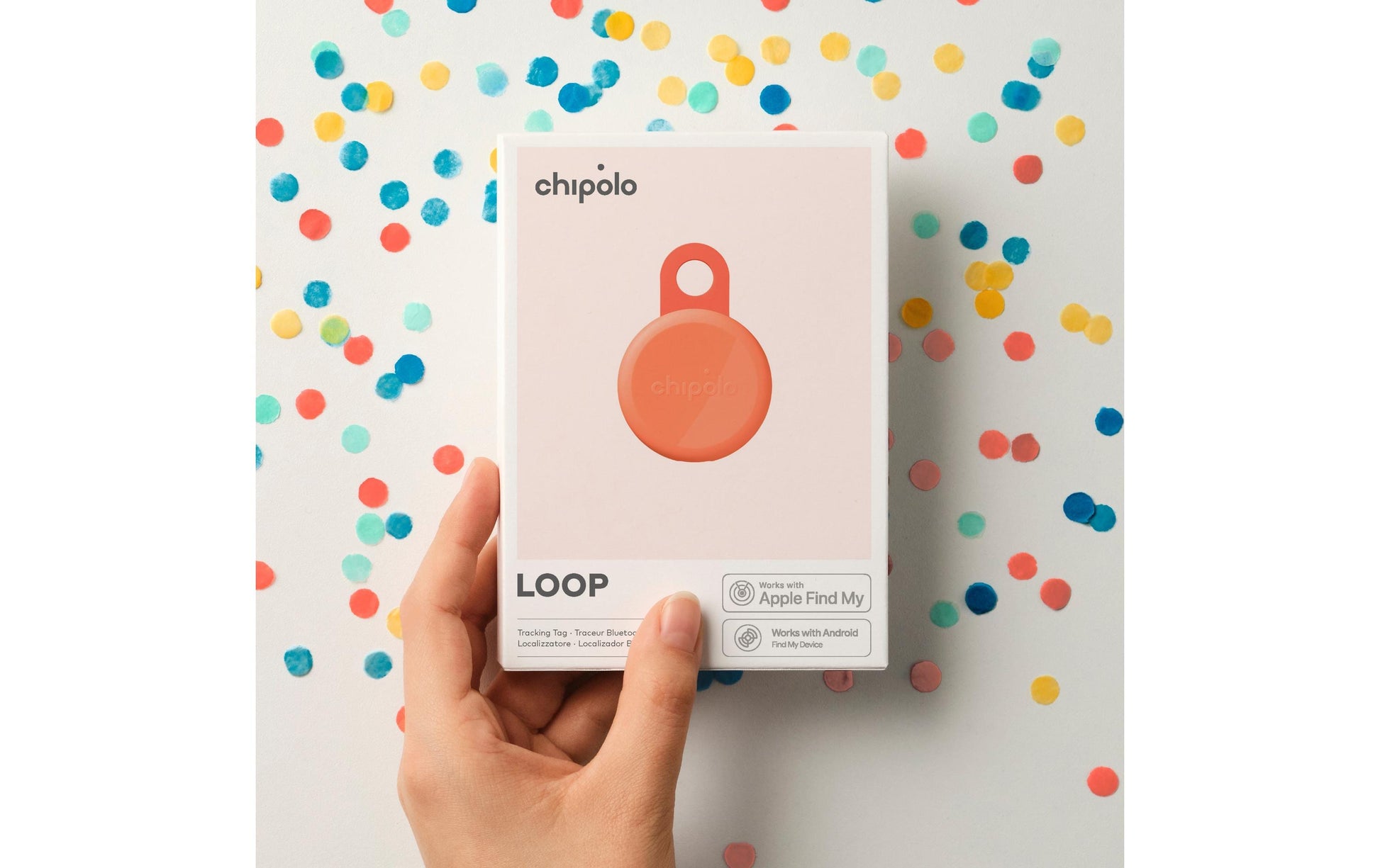 Chipolo LOOP – Bluetooth-Tracker, für Apple Find My, Reichweite 120 m, Koralle