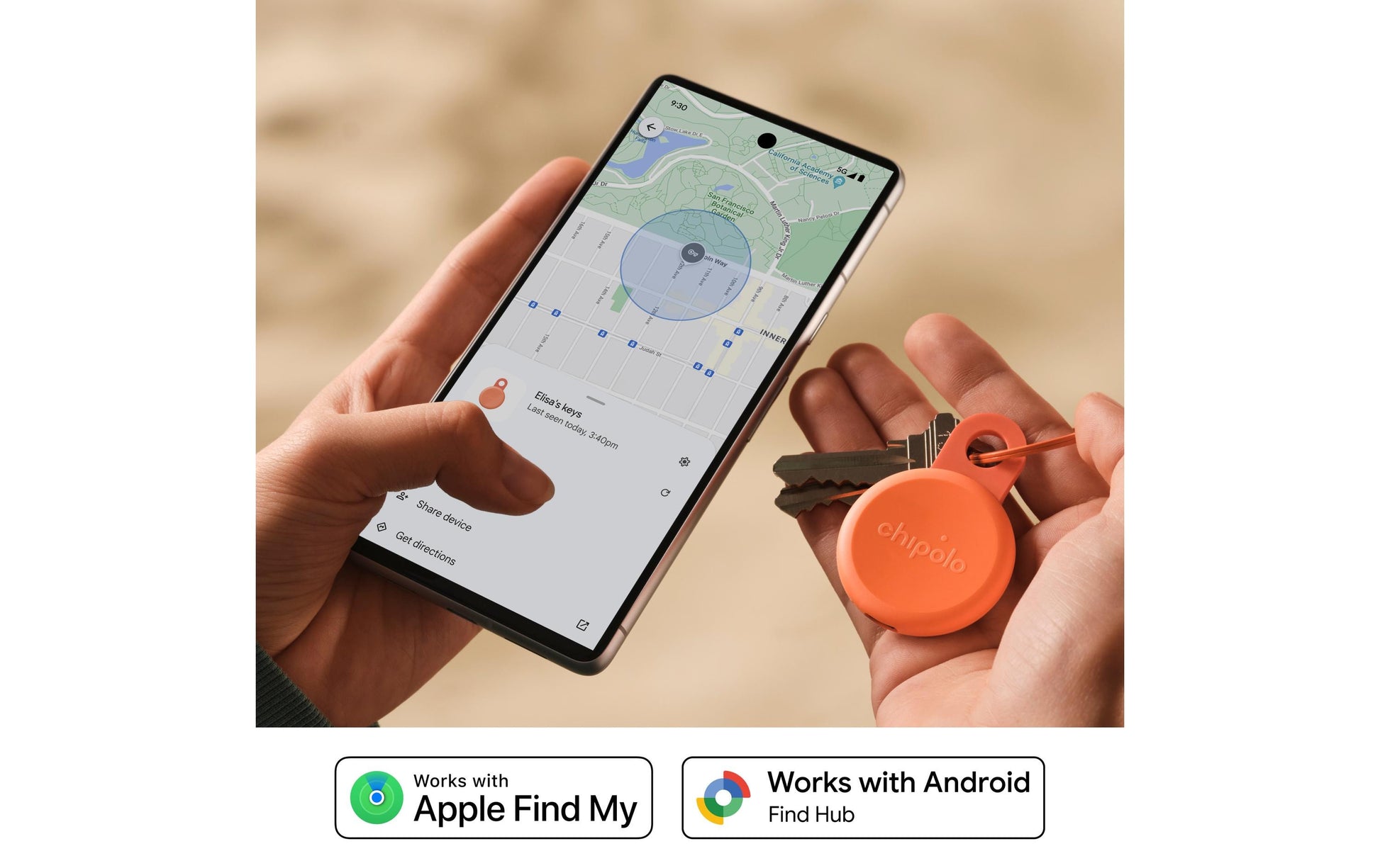 Chipolo LOOP – Bluetooth-Tracker, für Apple Find My, Reichweite 120 m, Koralle