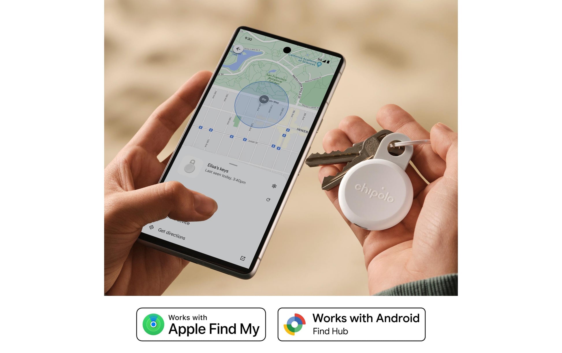 Chipolo LOOP – Bluetooth-Tracker, für Android, Reichweite 120 m, Weiss