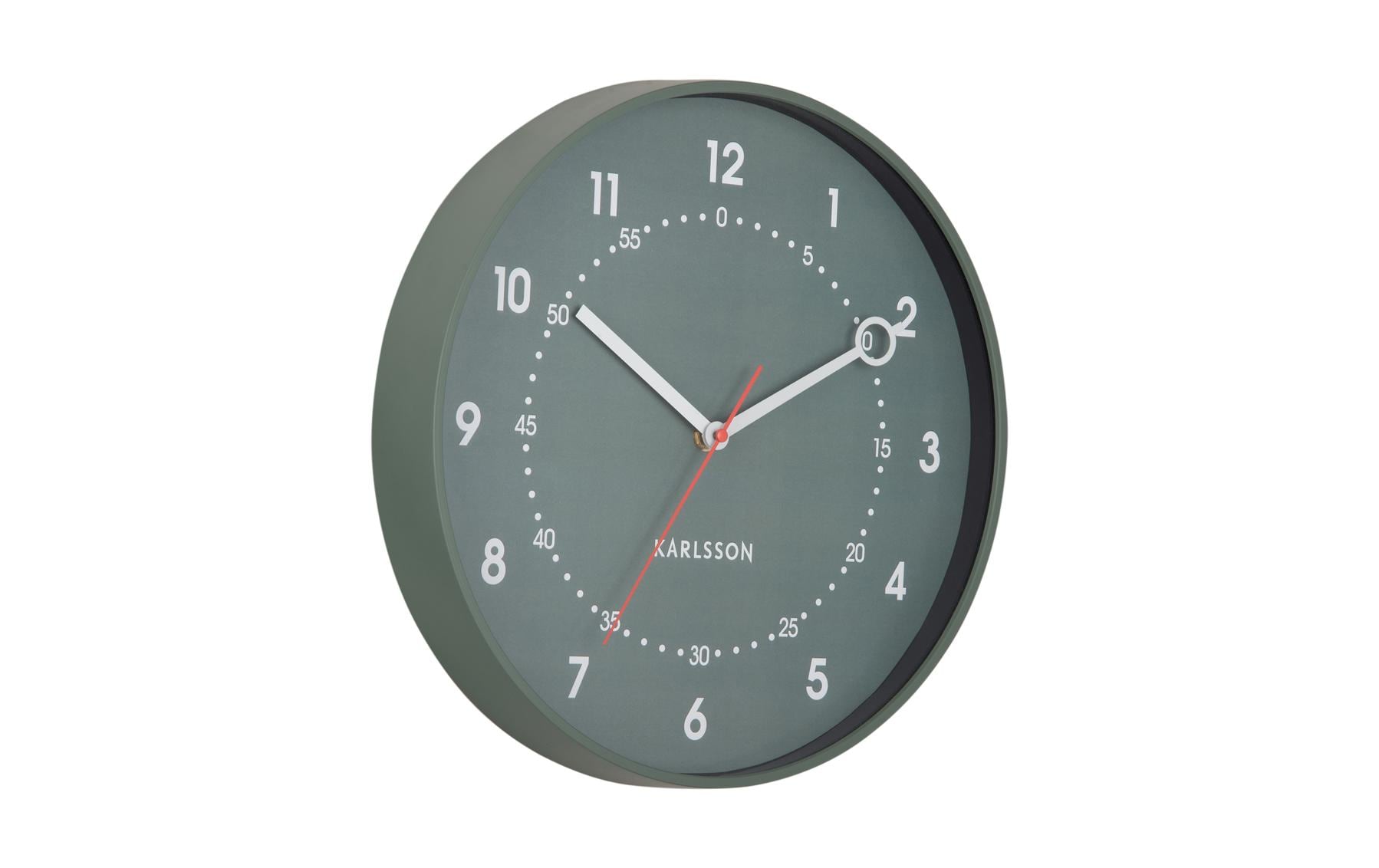 Karlsson Wanduhr Fresco – Ø 31,5 cm, grün, Kunststoff