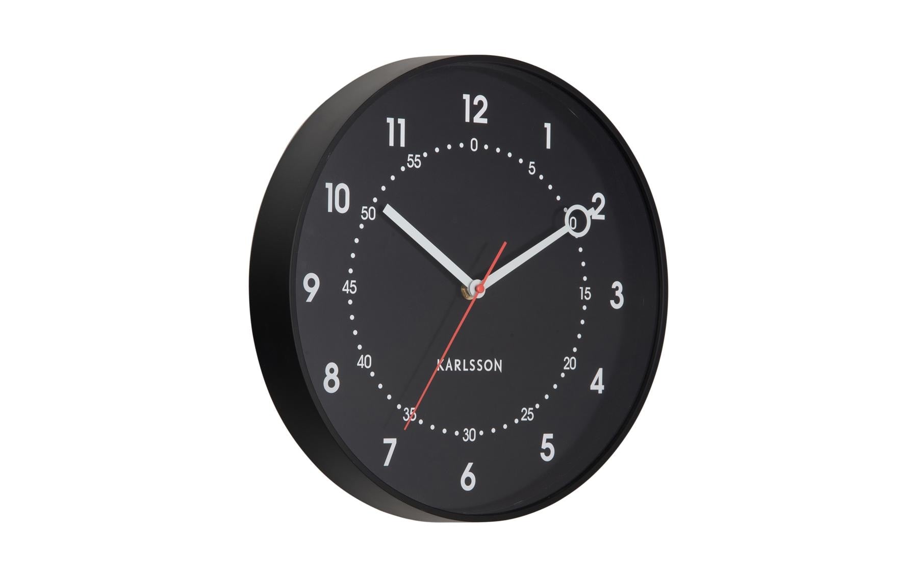 Karlsson Wanduhr Fresco – Ø 31,5 cm, schwarz, Kunststoff