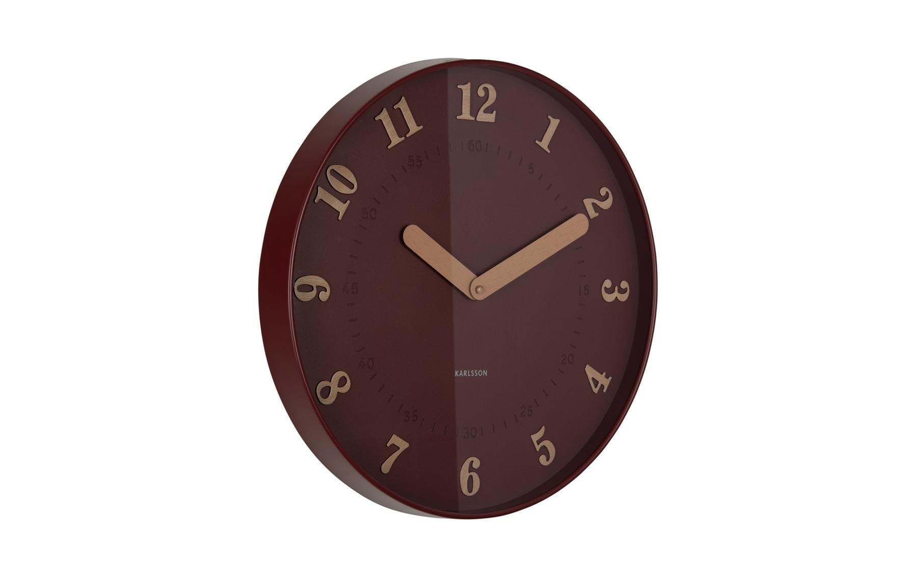 Karlsson Wanduhr Amena – Ø 40 cm, Burgund, Kunststoff
