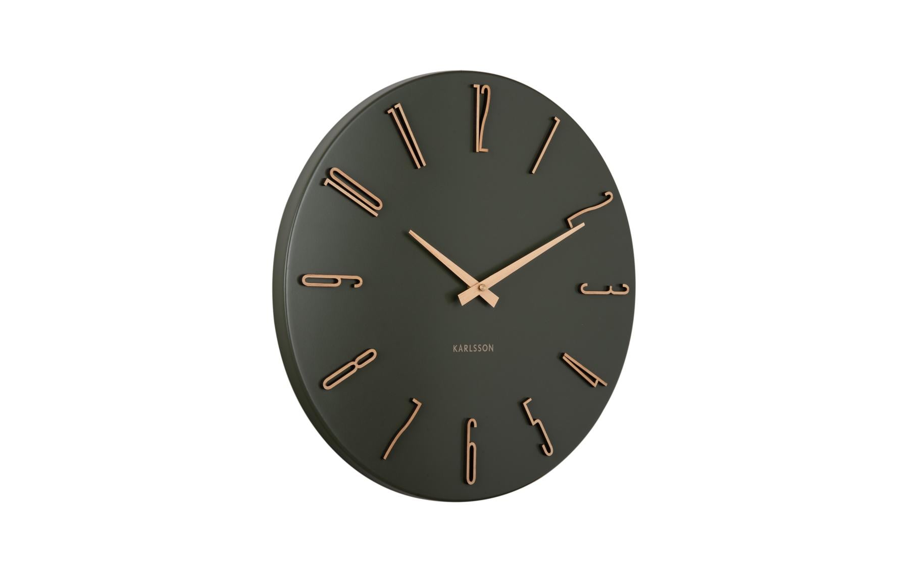 Karlsson Wanduhr Esmerado – Ø 40 cm, dunkelgrün, Metall