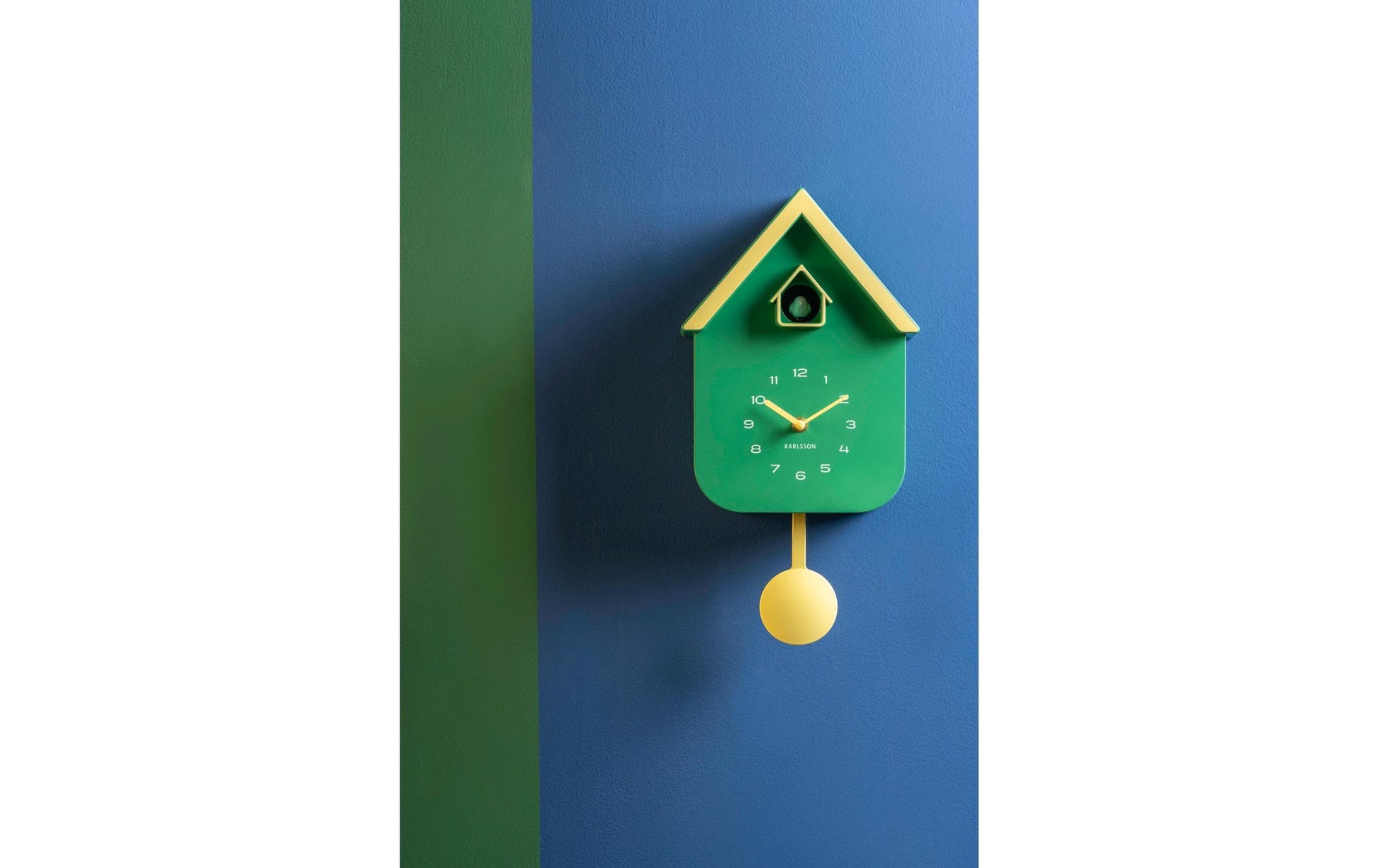 Karlsson Dupla Color Kuckucksuhr – Analog, 21,5 × 41 × 8,5 cm, grün, Kunststoff
