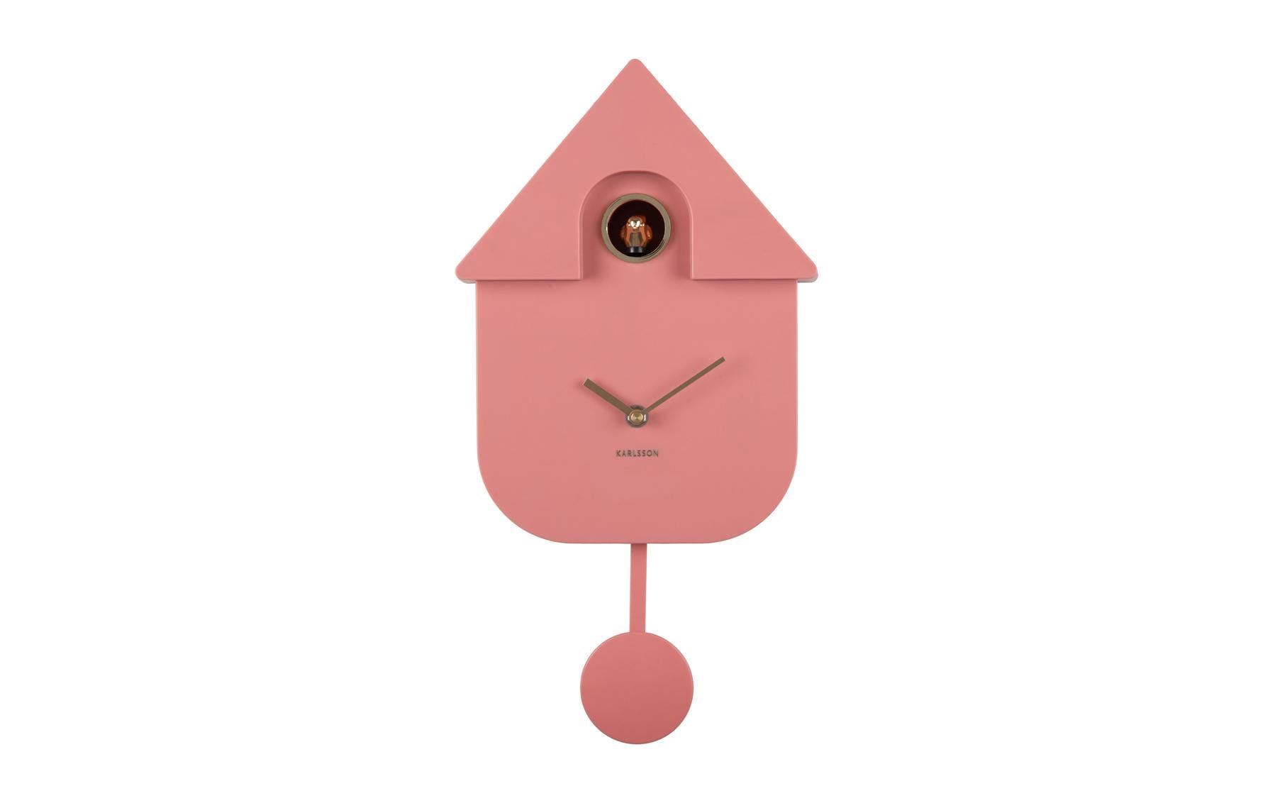 Karlsson Moderne Kuckucksuhr – 21,5 × 41 × 8,5 cm, rosa, Kunststoff