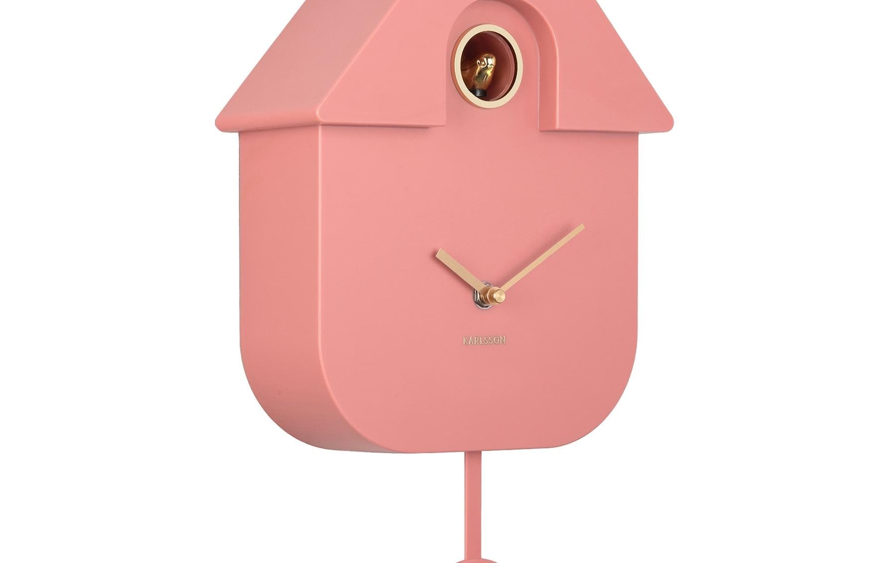 Karlsson Moderne Kuckucksuhr – 21,5 × 41 × 8,5 cm, rosa, Kunststoff