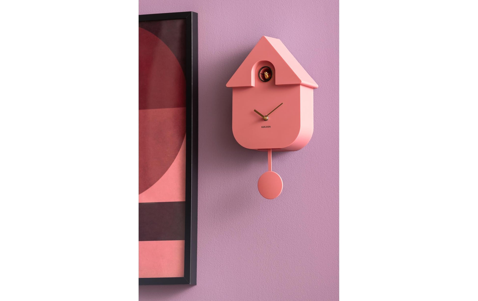 Karlsson Moderne Kuckucksuhr – 21,5 × 41 × 8,5 cm, rosa, Kunststoff