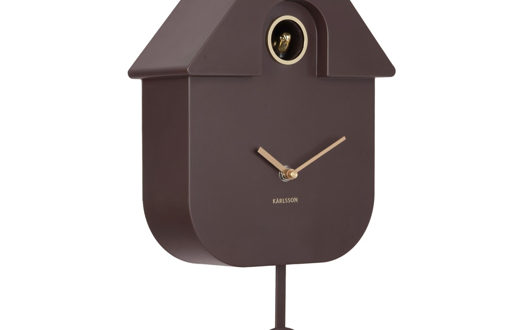 Karlsson Moderne Kuckucksuhr Oro – 21,5 × 41 × 8,5 cm, braun, Kunststoff