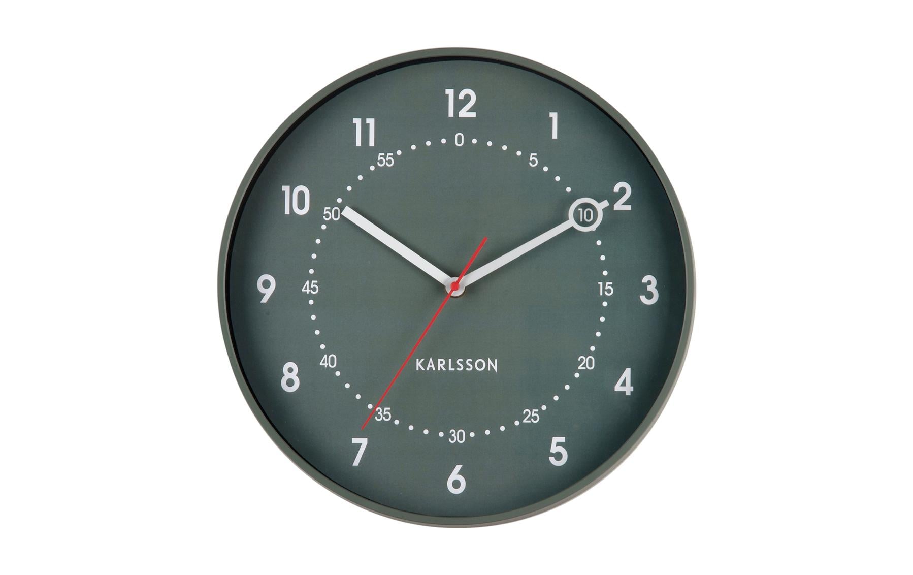 Karlsson Wanduhr Fresco – Ø 31,5 cm, grün, Kunststoff