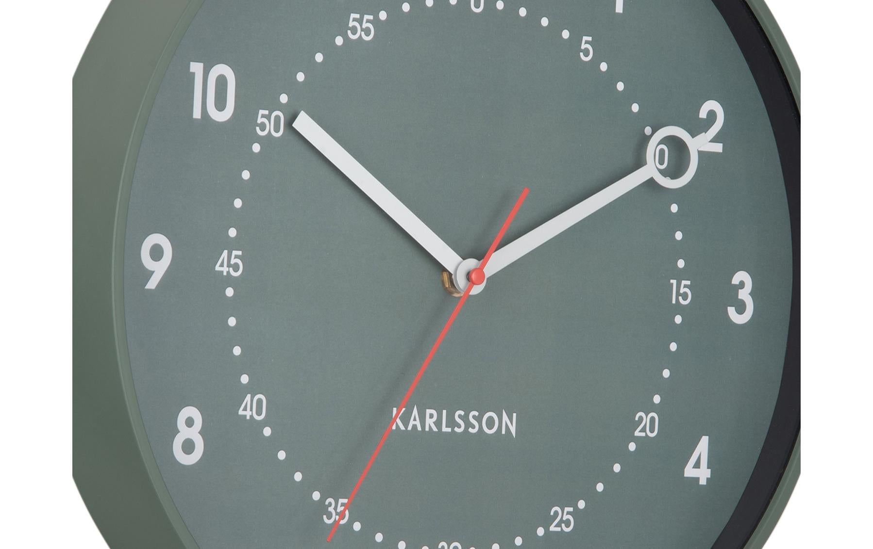 Karlsson Wanduhr Fresco – Ø 31,5 cm, grün, Kunststoff
