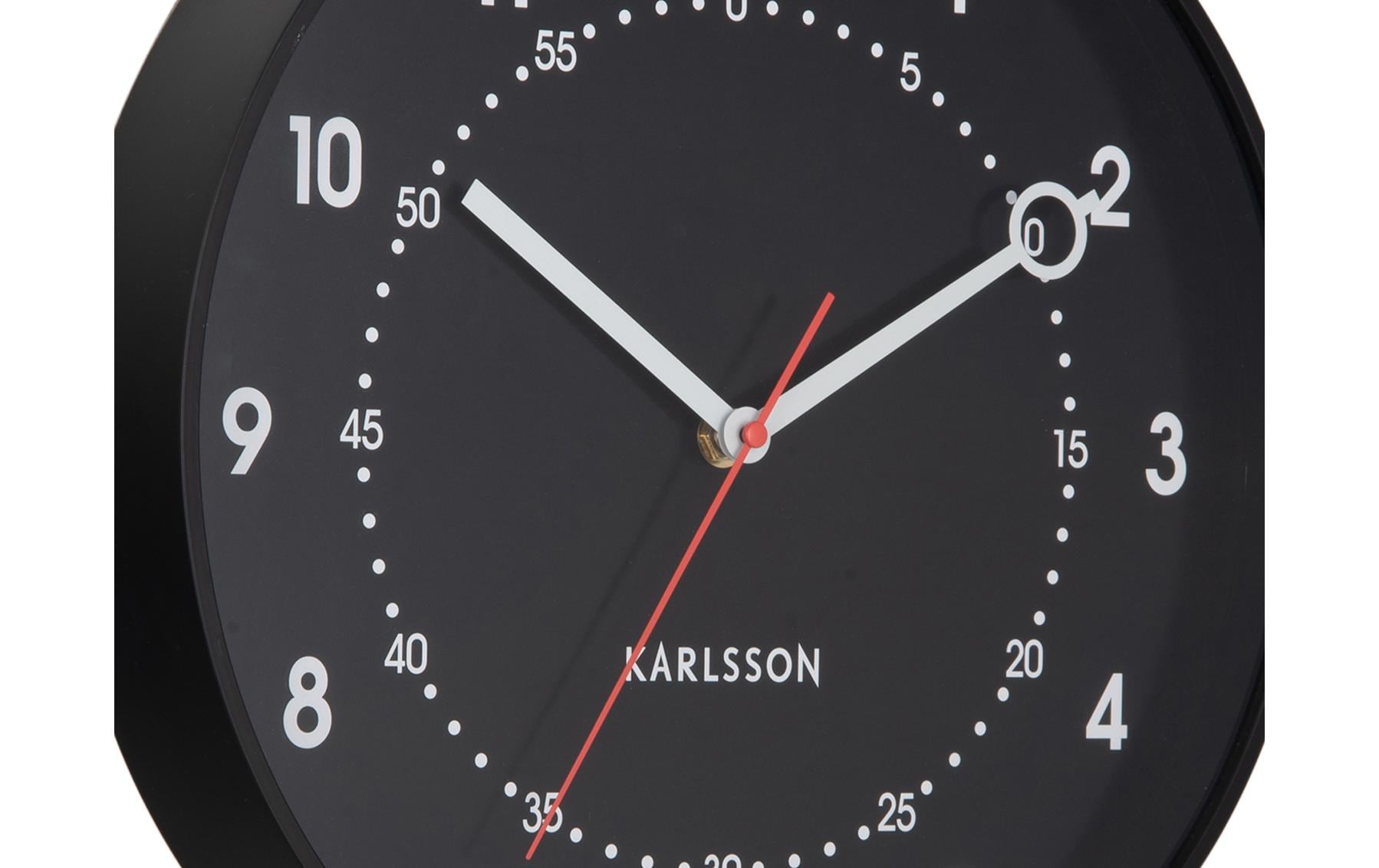 Karlsson Wanduhr Fresco – Ø 31,5 cm, schwarz, Kunststoff