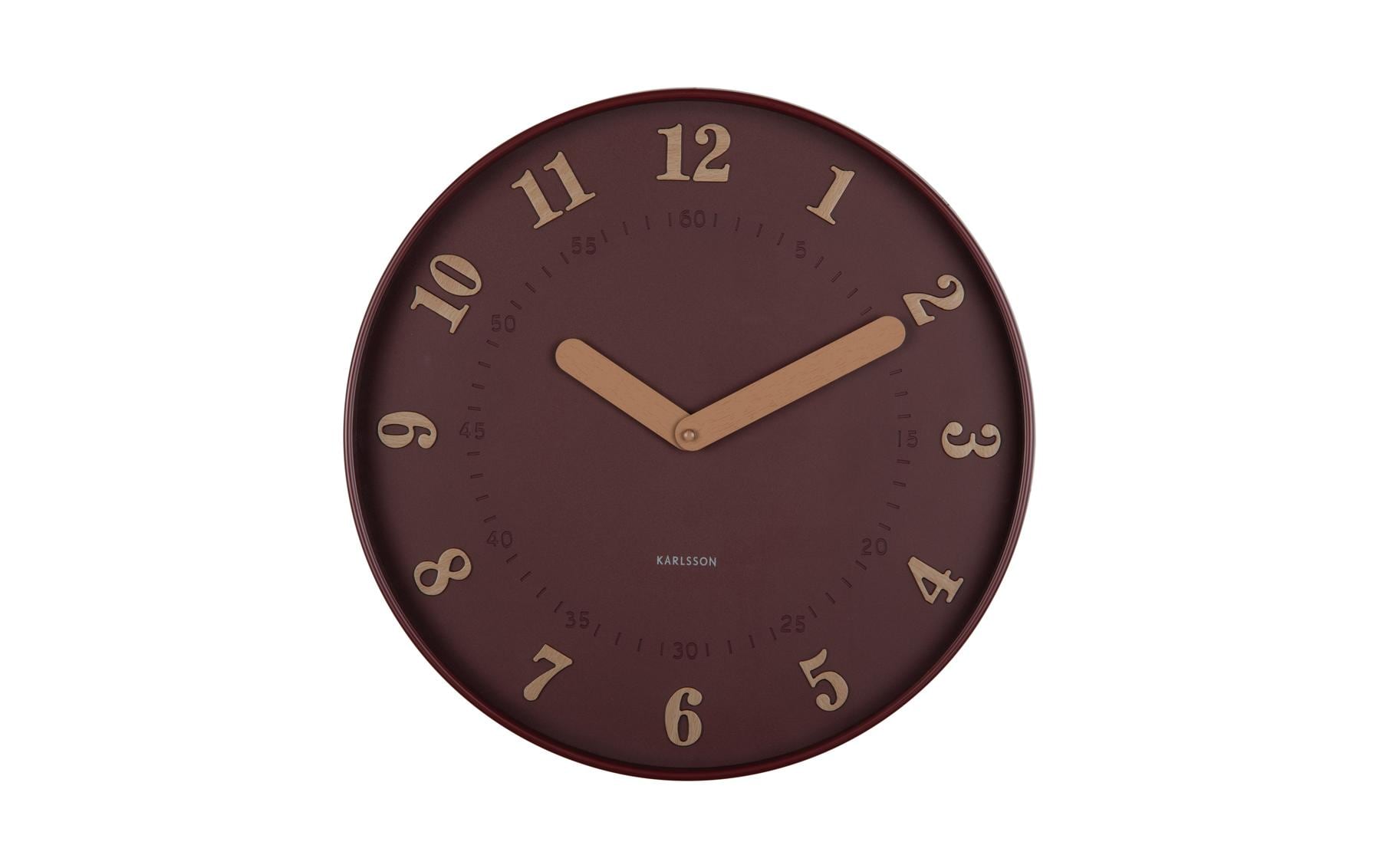 Karlsson Wanduhr Amena – Ø 40 cm, Burgund, Kunststoff