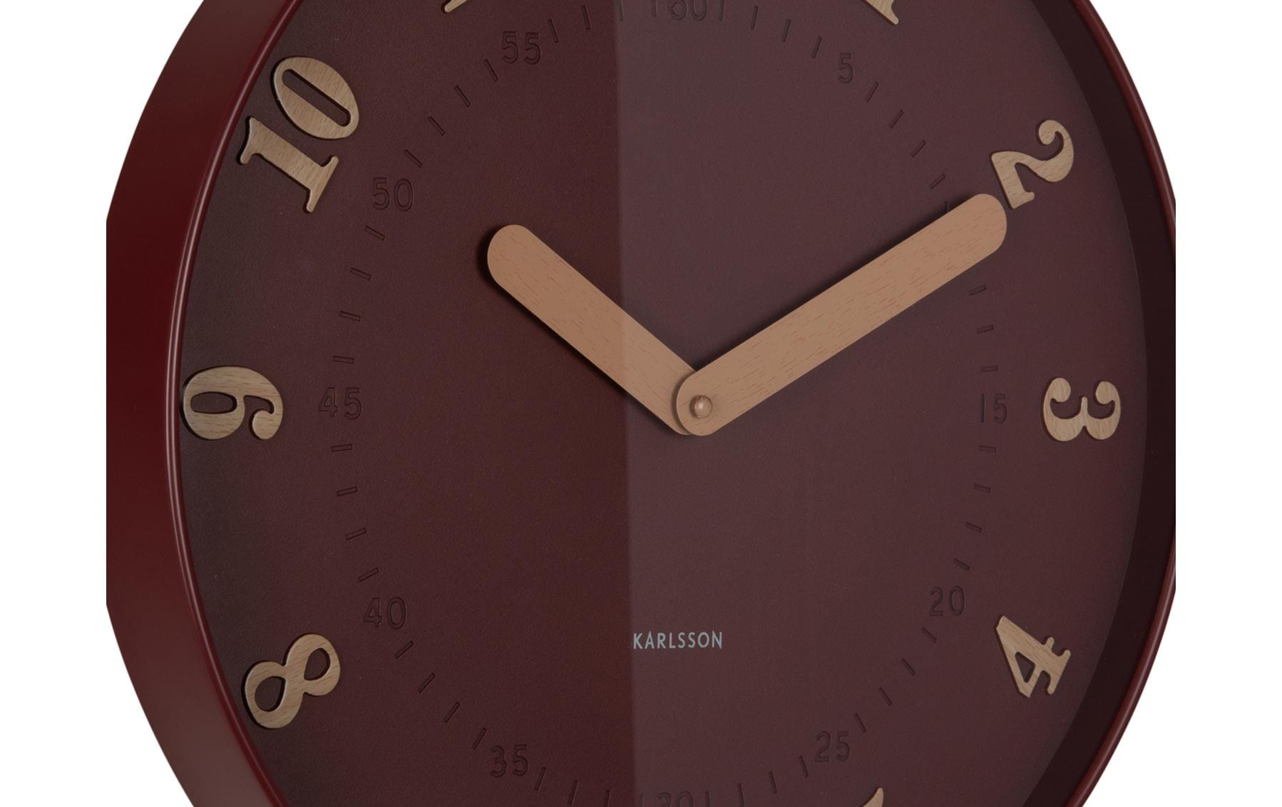 Karlsson Wanduhr Amena – Ø 40 cm, Burgund, Kunststoff