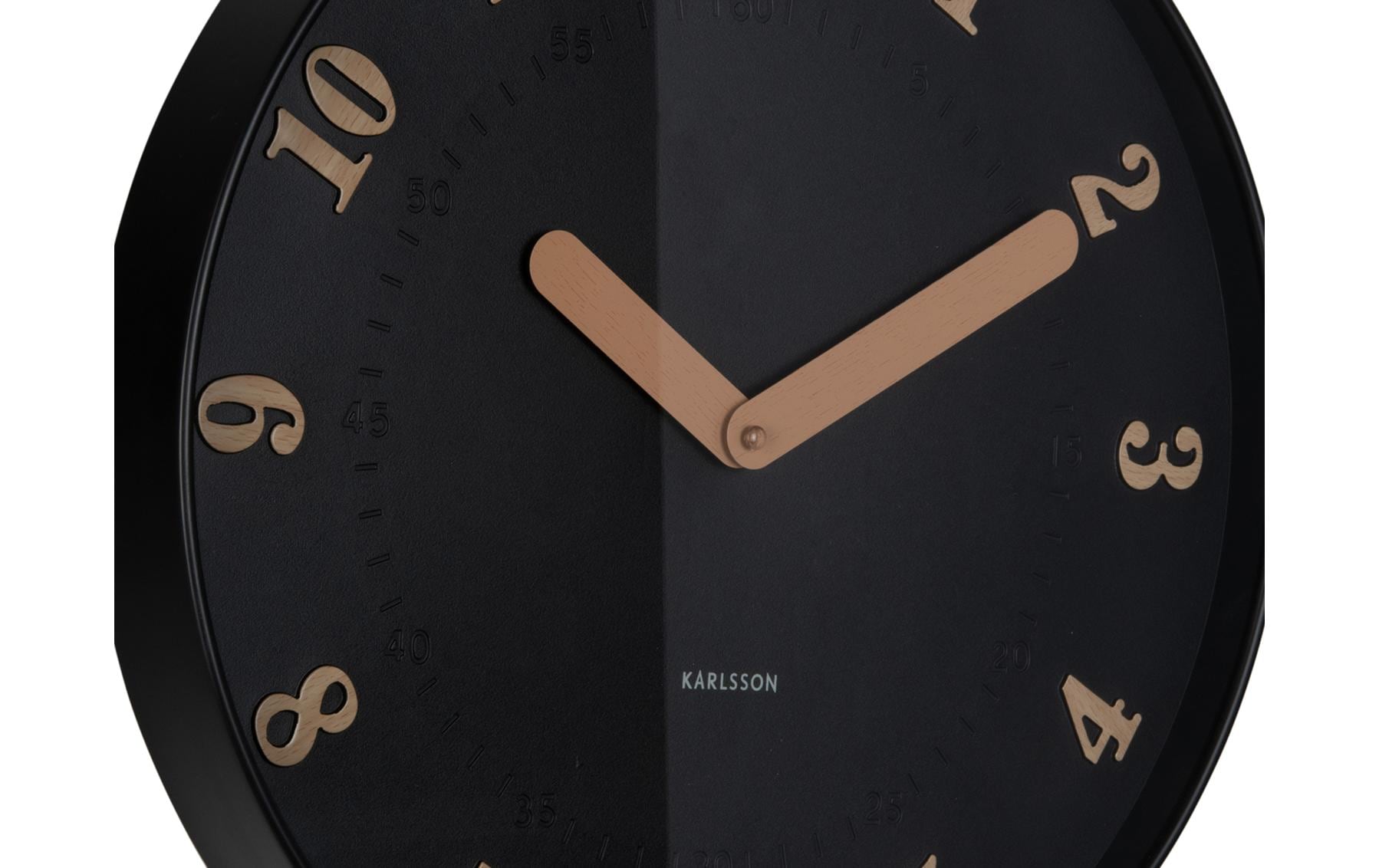 Karlsson Wanduhr Amena – Ø 40 cm, schwarz, Kunststoff