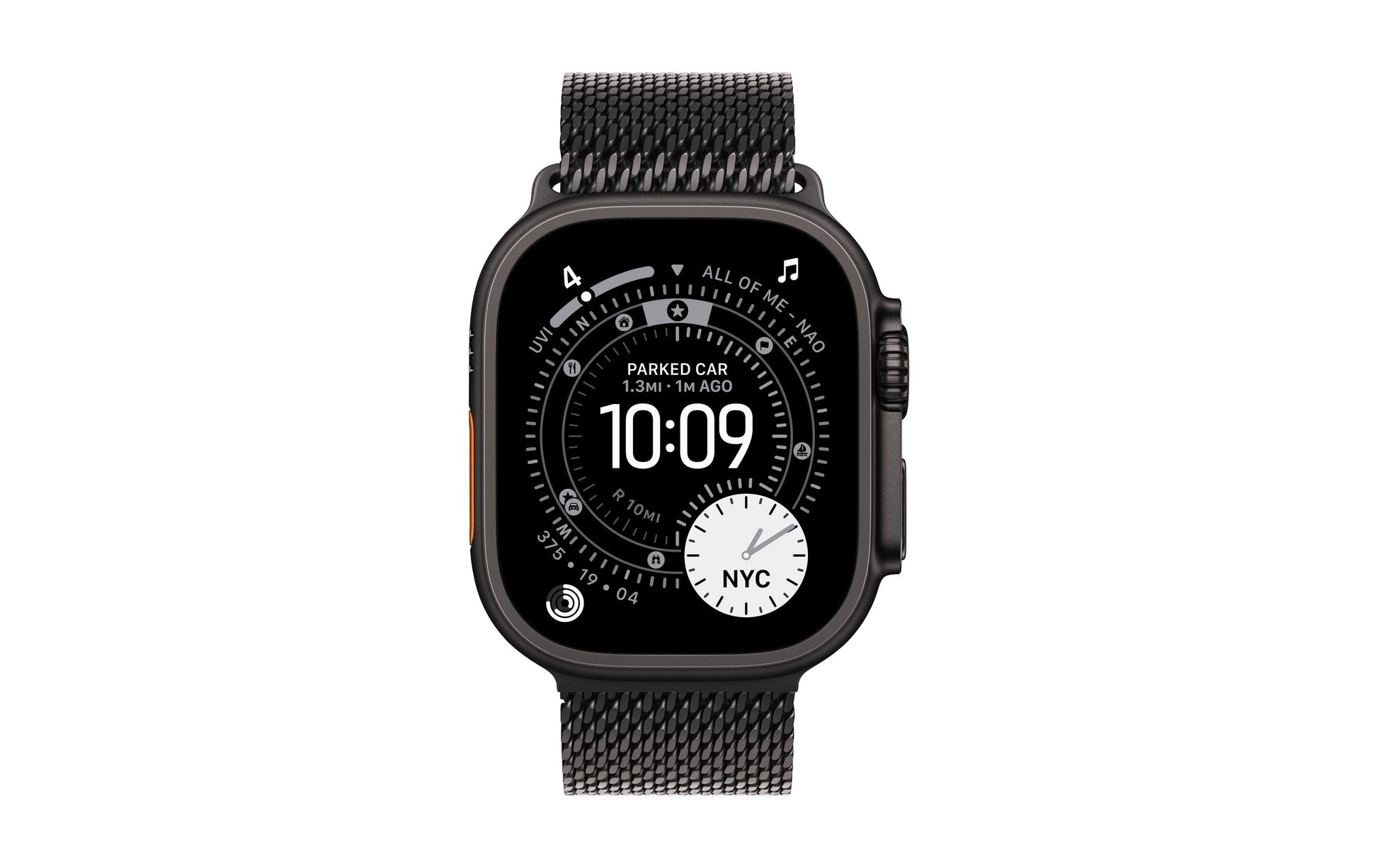 Apple Milanese Loop Titanium – Armband – für Apple Watch 49 mm, Schwarz, Grösse L