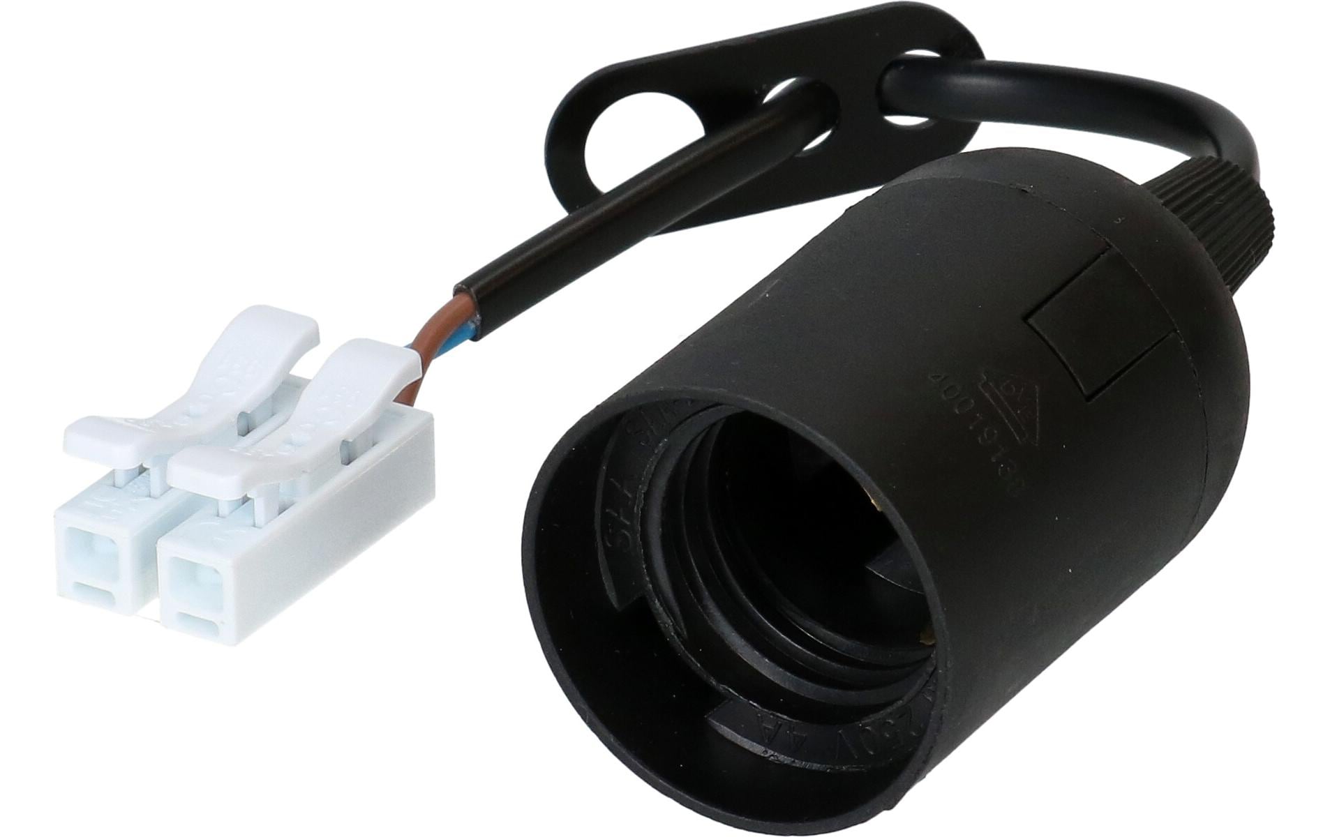 Max Hauri AG Max Hauri Fassung E27 – Kabel 0,12 m, Kunststoff, Schwarz, 60 W, 230 V – 1 Stk.