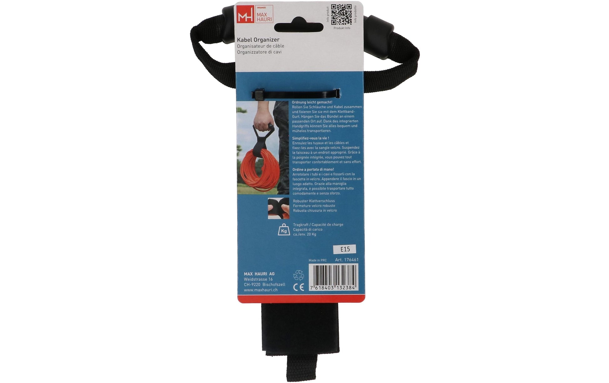 Max Hauri AG Max Hauri Klettkabelbinder, 25×250 mm – schwarz
