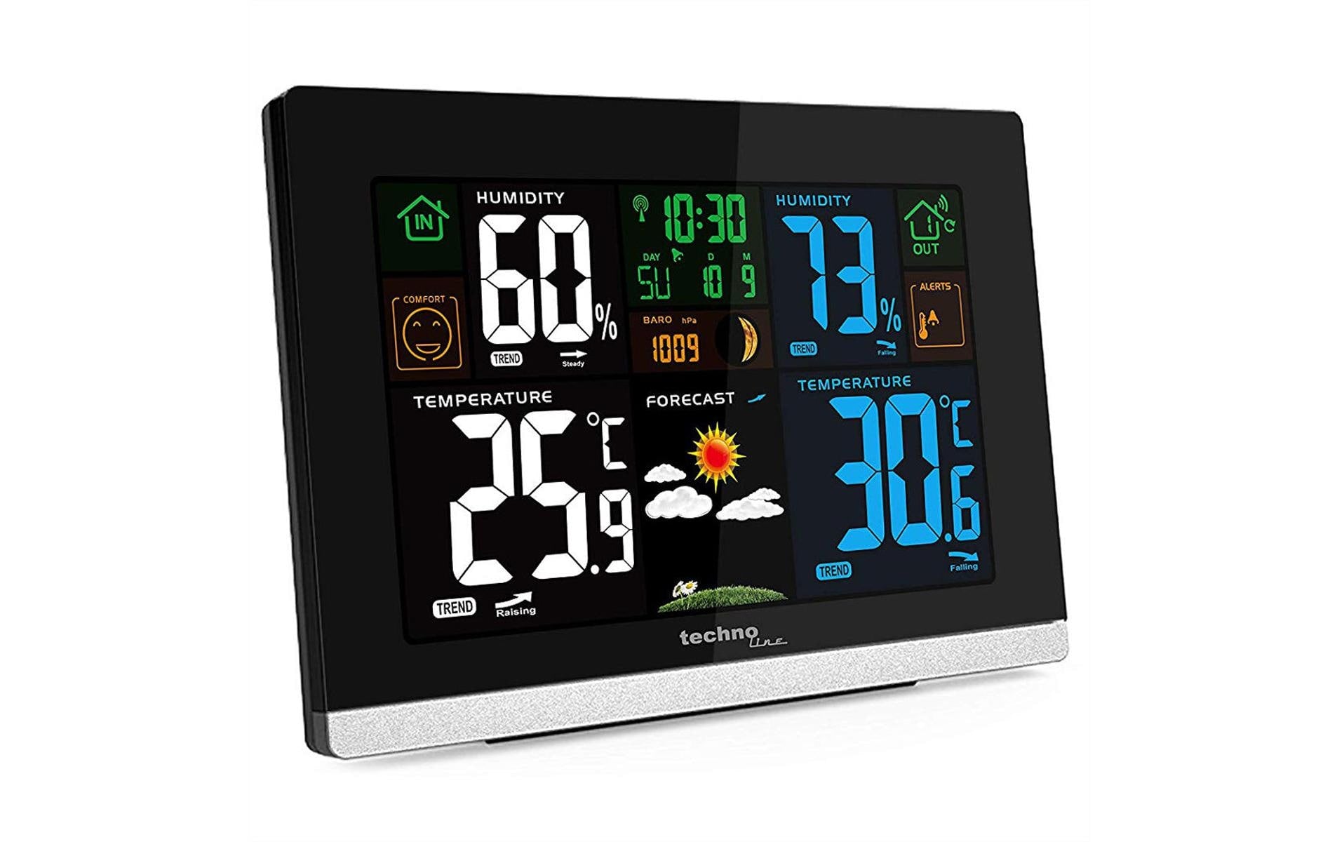 Technoline WS 6462 – Wetterstation, innen/aussen, Hygrometer & Barometer, inkl. Aussensensor – schwarz