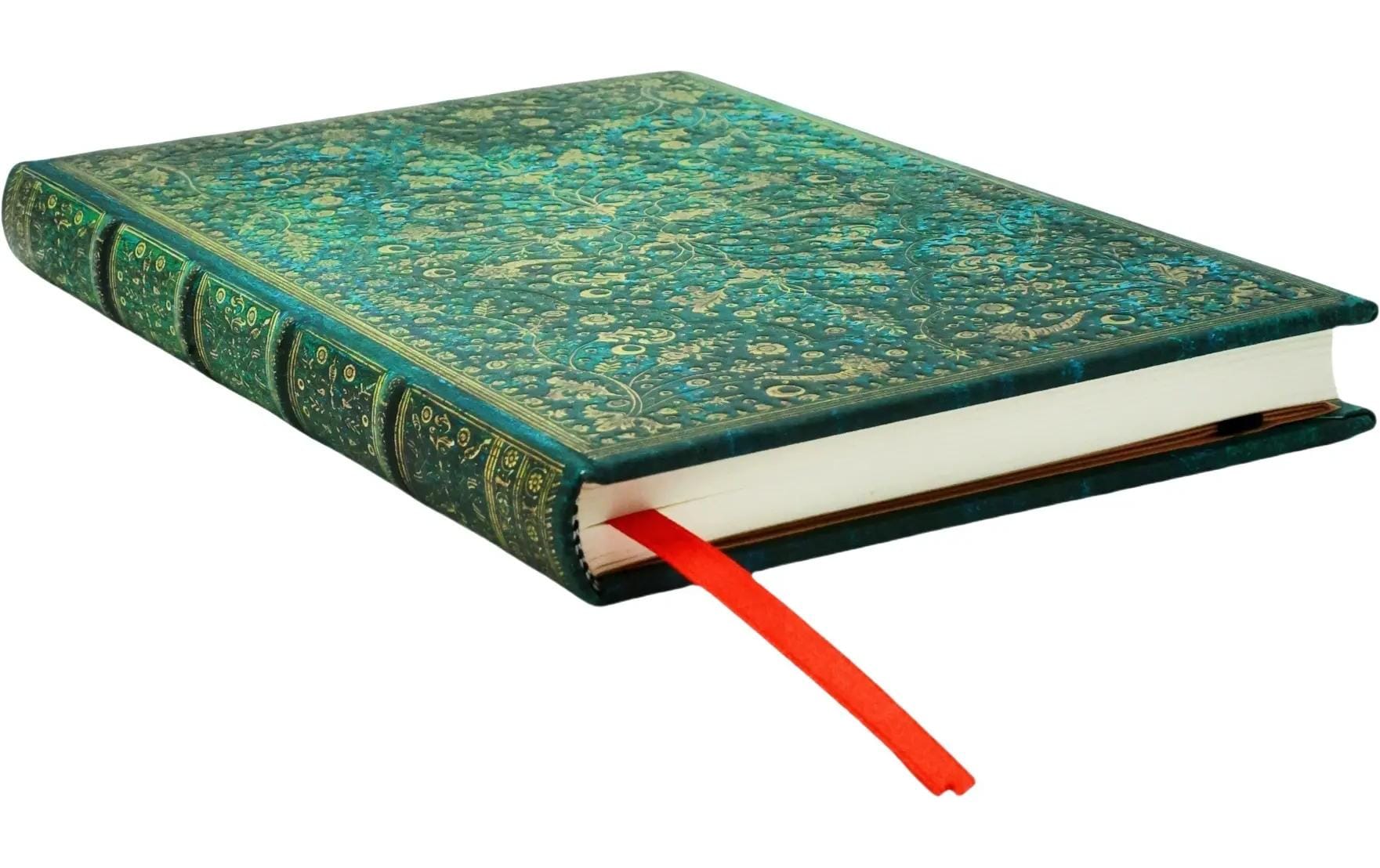 Paperblanks Notizbuch, blanko, Fadenheftung, Hardcover, 144 Seiten, 120 g/m² – smaragdgrün, Muster